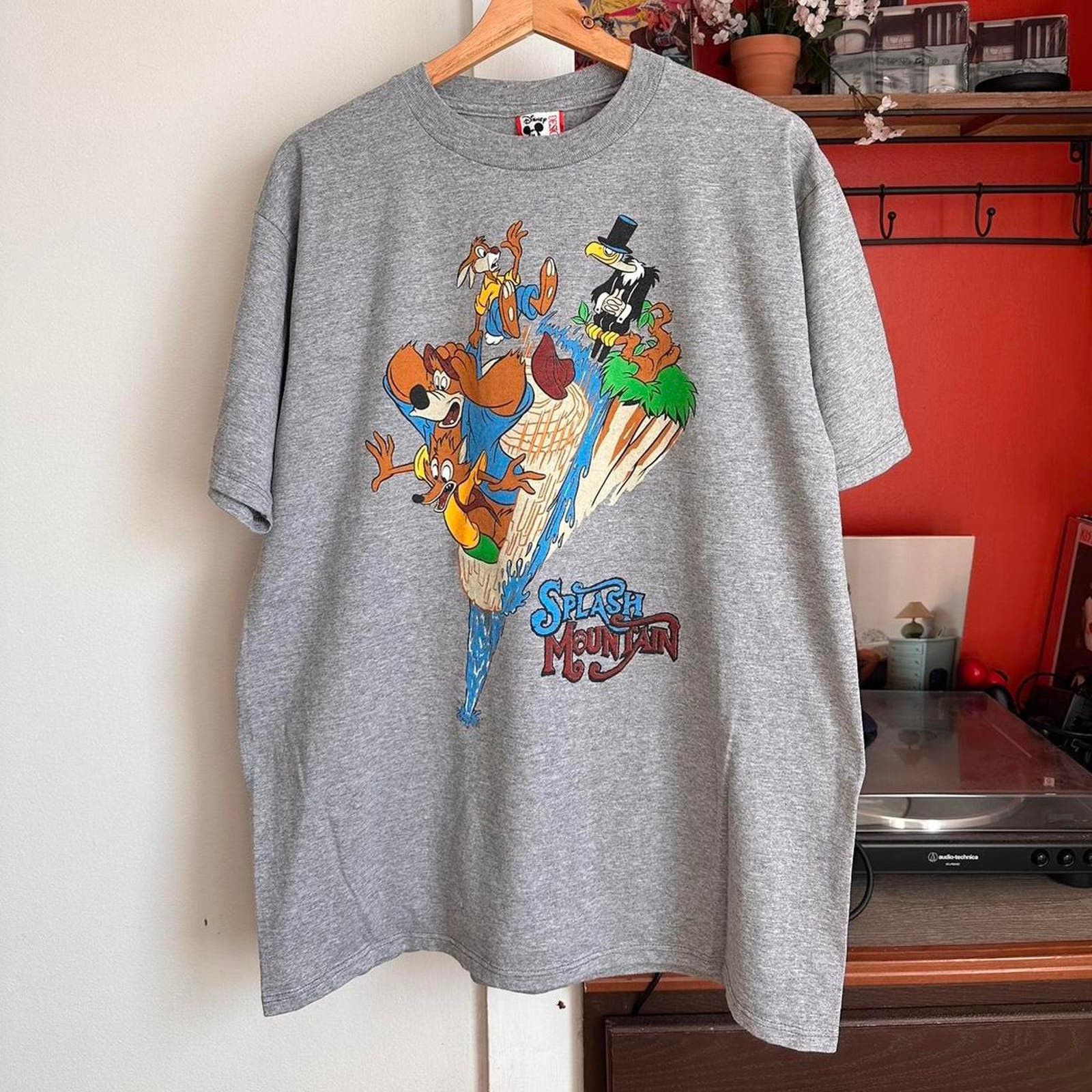 image of Cartoon Network x Disney Vintage Splash Mountain Disney Shirt in Grey, Men's (Size Large)