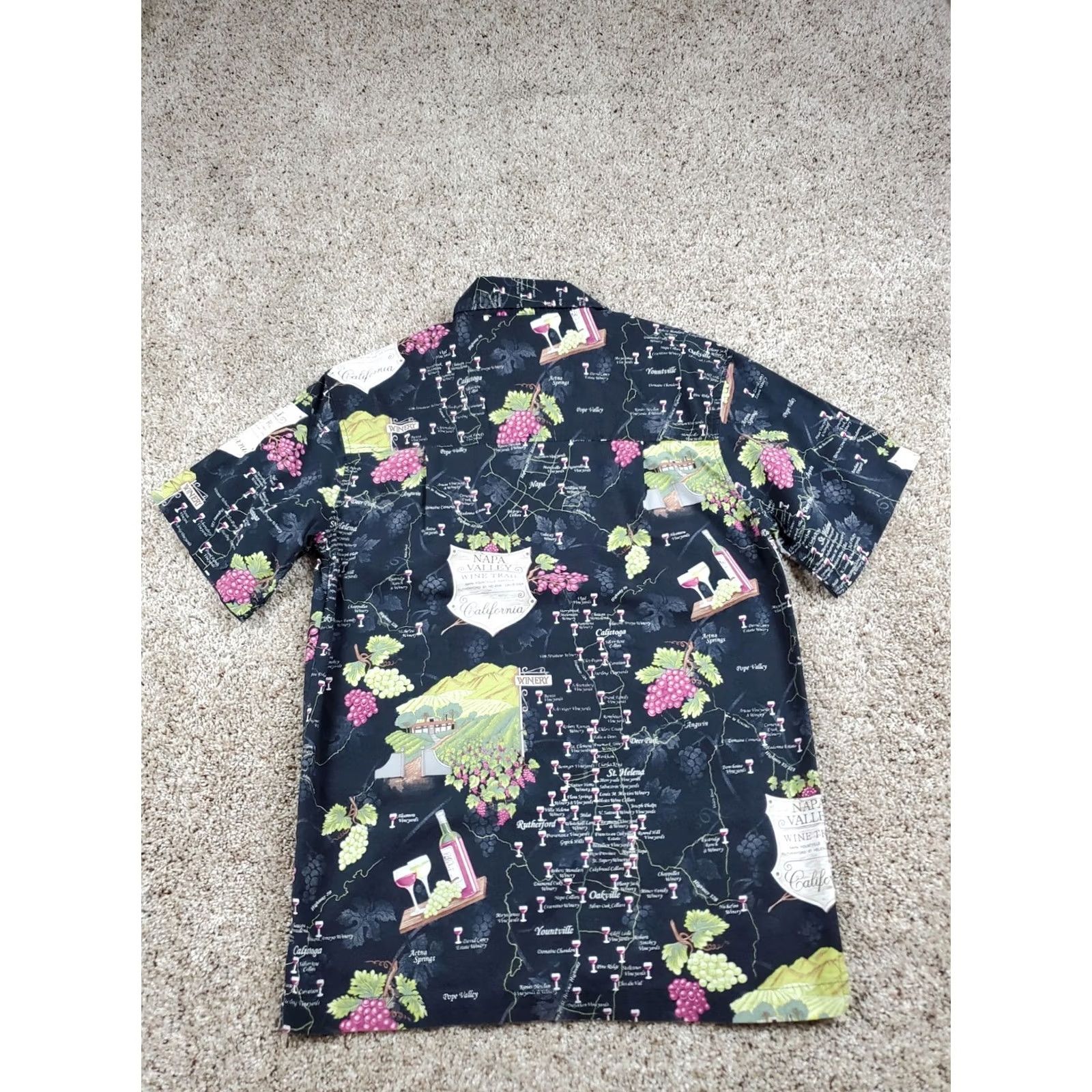Vintage David Carey Hawaiian Shirt Medium Mens Black Short Sleeve Napa Valley Wine Trail Shirt Size US M / EU 48-50 / 2 - 4 Thumbnail