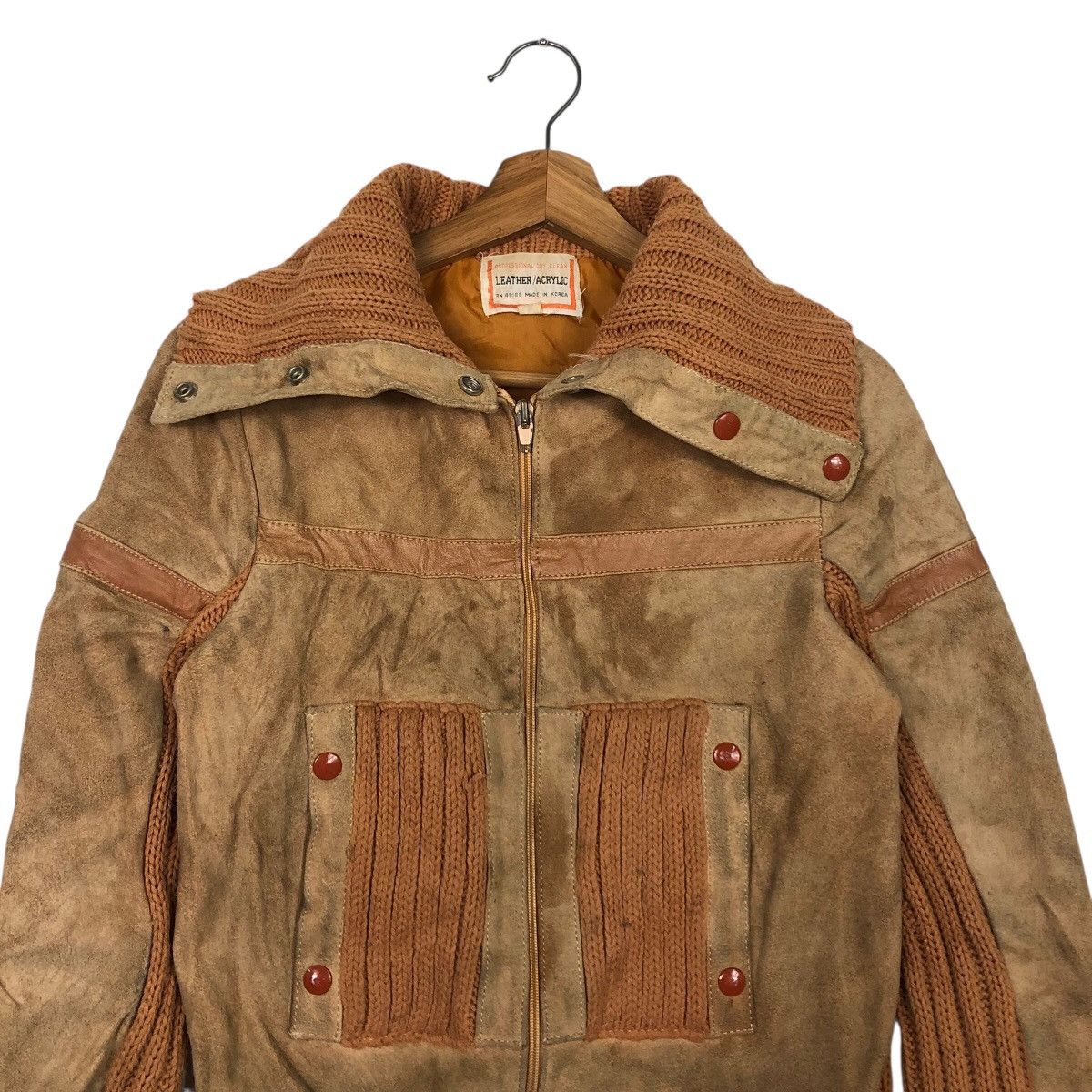 Japanese Brand 📌Vintage Cropped Leather Jacket Leather/Arcylic Size L / US 10 / IT 46 - 4 Thumbnail