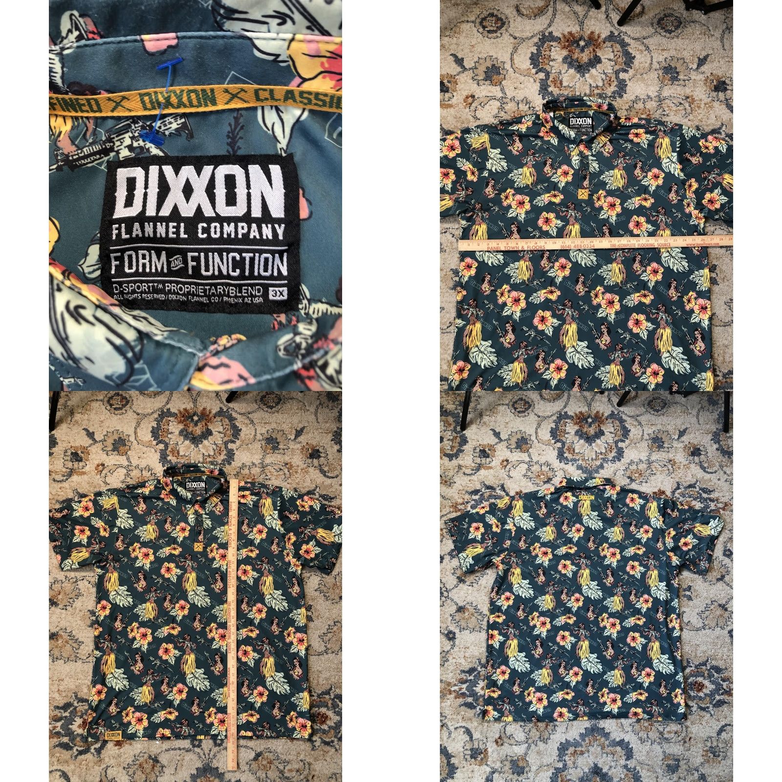 Vintage Dixxon Polo Shirt Mens 3XL Green Floral D-Sport Performance Hawaiian Aloha Short Sleeve Collared Size US XXL / EU 58 / 5 - 8 Thumbnail