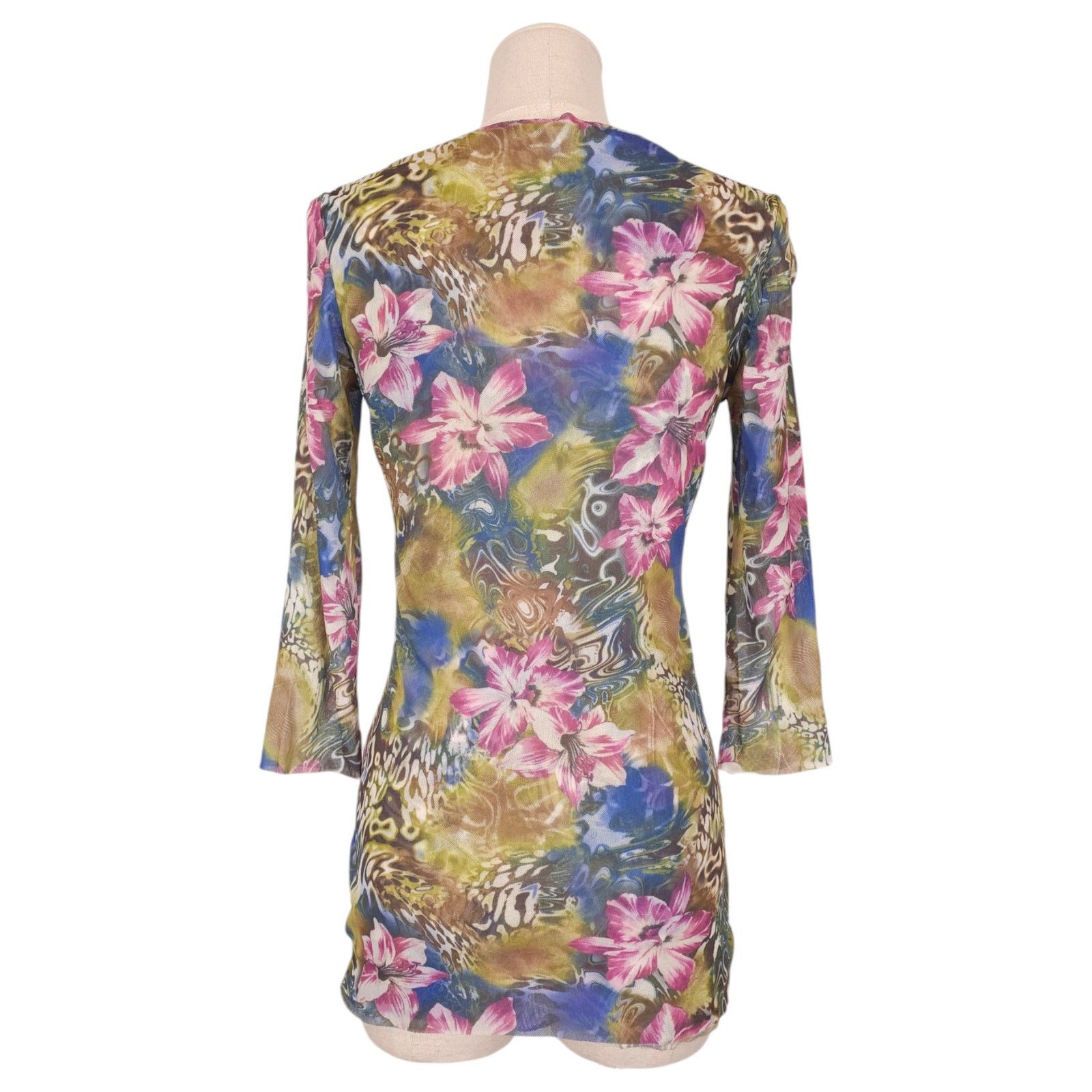 Other Vintage Johnny Heaven Y2K Floral Mesh Top Sz Extra Large Size XL / US 12-14 / IT 48-50 - 3 Thumbnail