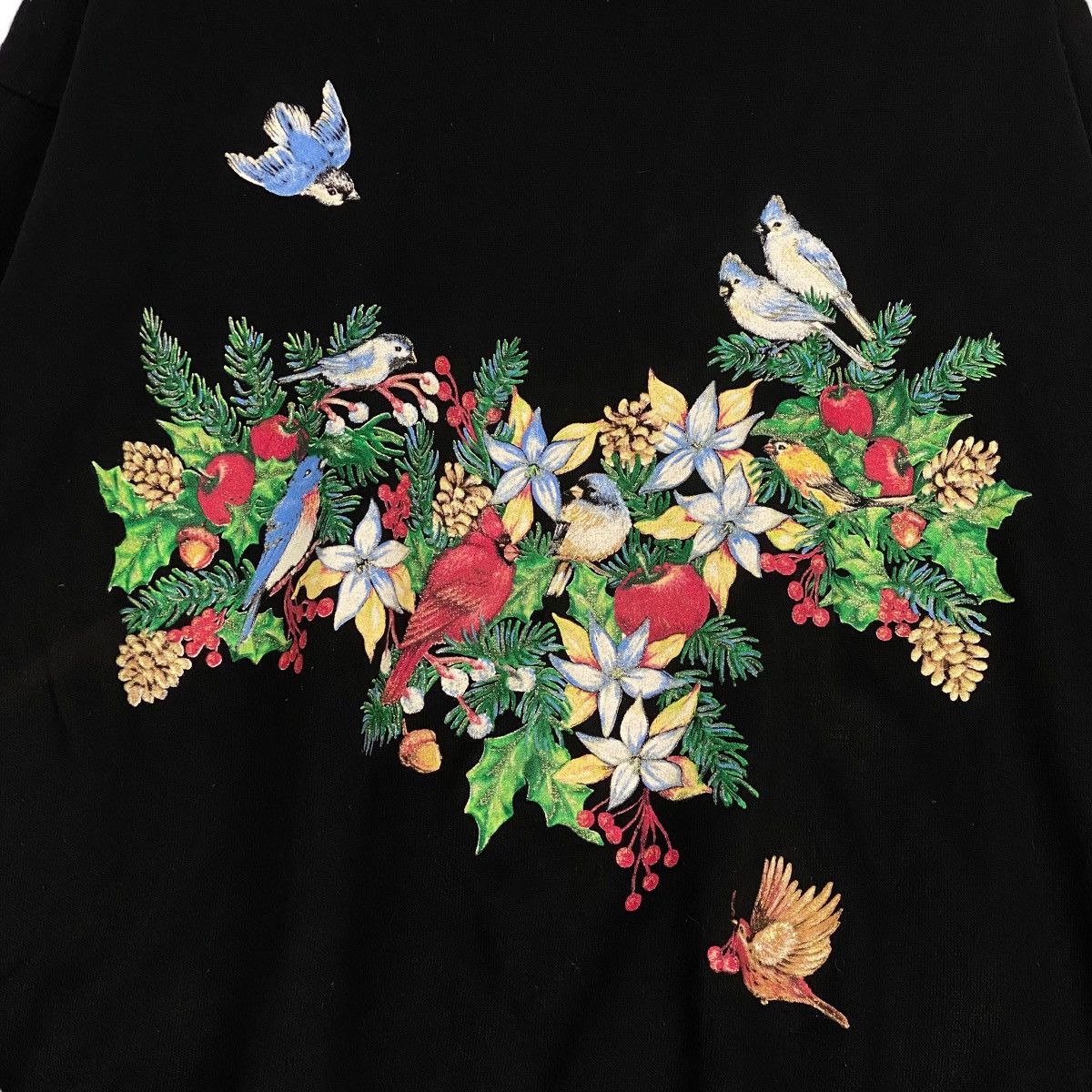Vintage Vintage Cardinal Bird Farm View Floral Graphic Turtleneck Size XL / US 12-14 / IT 48-50 - 4 Thumbnail