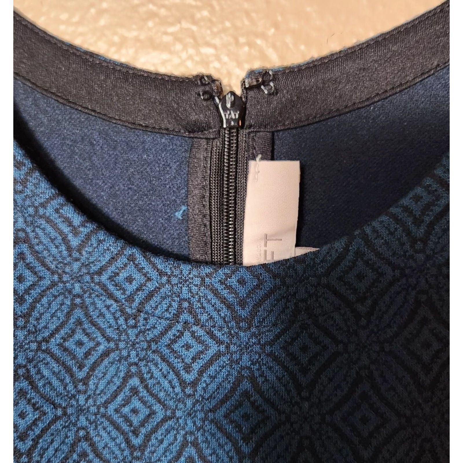 Loft VINTAGE Loft Womens Sleeveless Blue Ponte Knit Patterned Sheath Dress-Size 4 Size S / US 4 / IT 40 - 6 Thumbnail