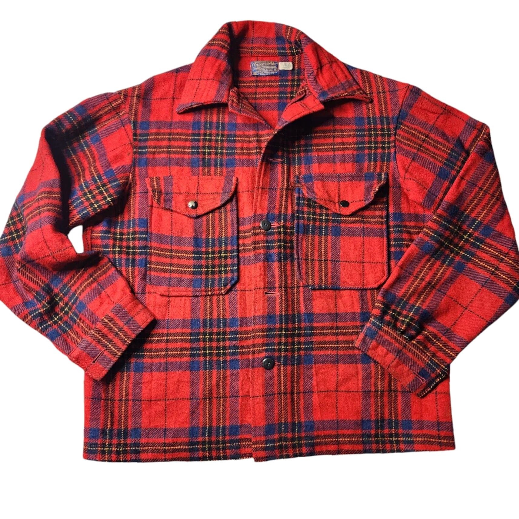 Pendleton VINTAGE Pendleton Shirt Mens Medium M Red Plaid Wool Button-Up Shacket Board Shirt Size US M / EU 48-50 / 2 - 2 Thumbnail