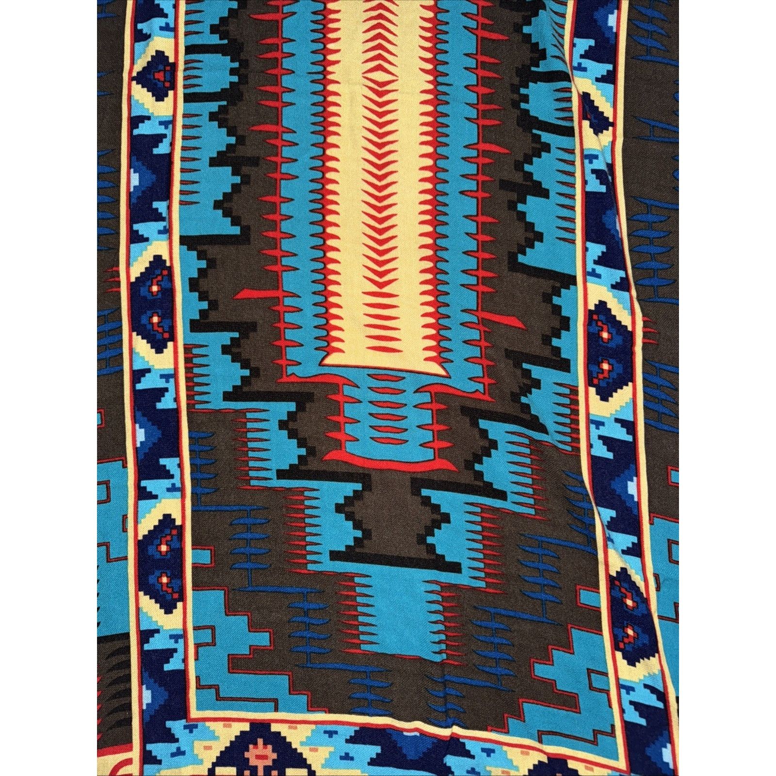 Vintage Southwestern Aztec Print Throw Shawl Blanket Scarf Western Size ONE SIZE - 2 Thumbnail