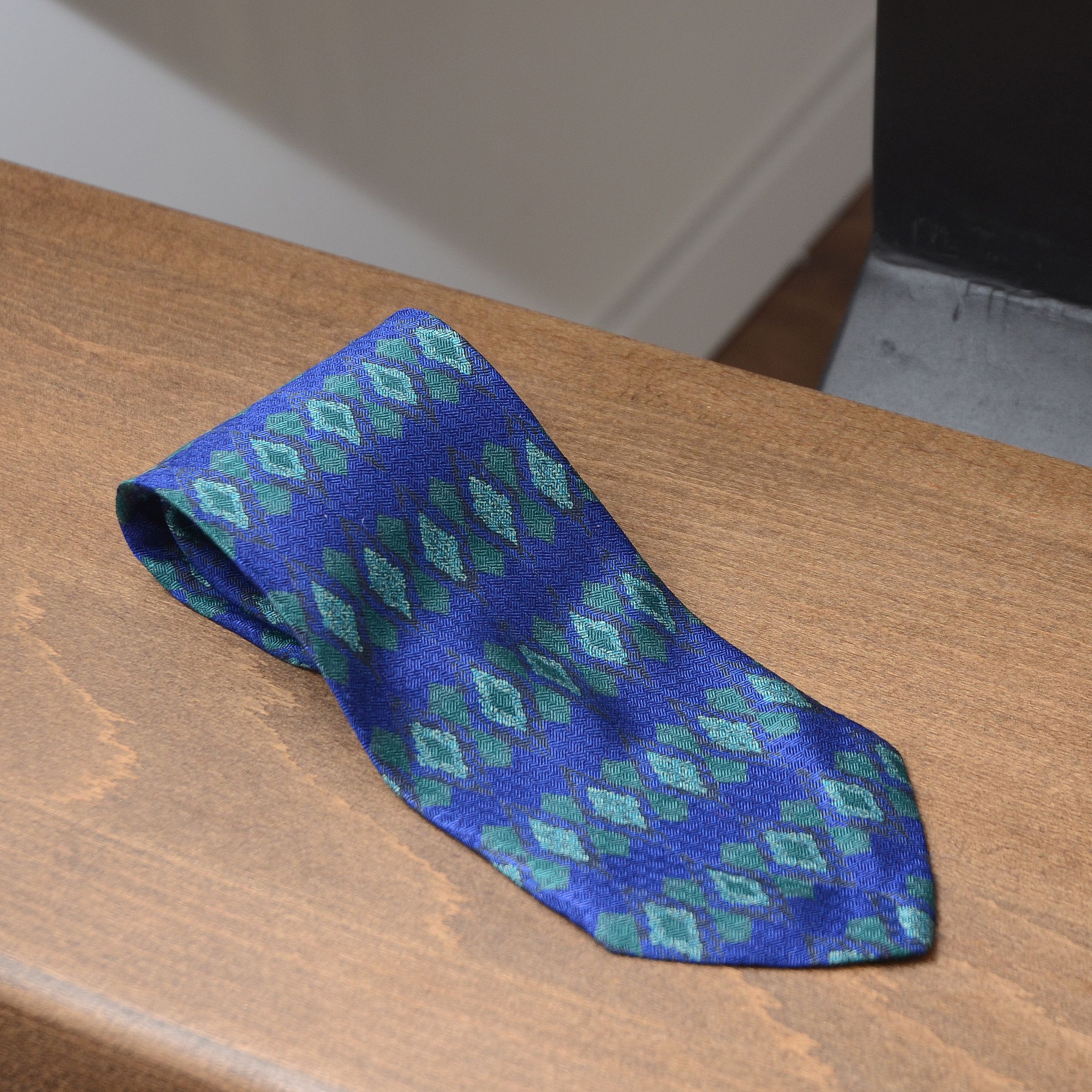 Vintage VINTAGE PISCADOR BLUE Geometric Print 100% SILK TIE Size ONE SIZE - 3 Thumbnail