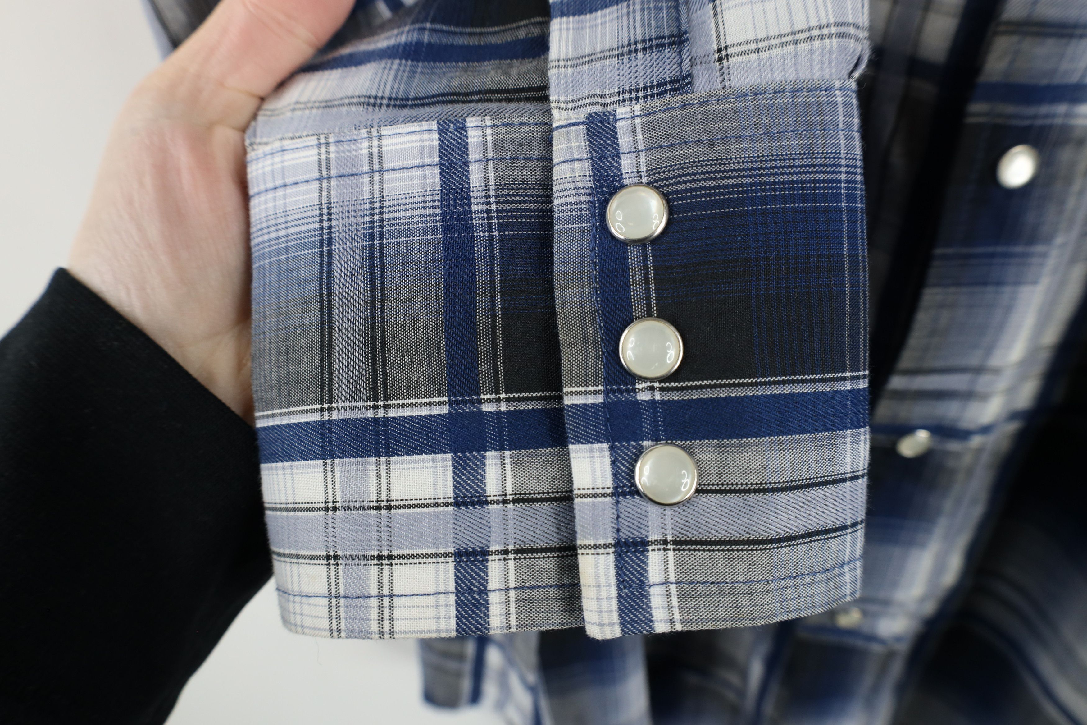 Vintage Vintage 90s Rockabilly Cowboy Snap Button Shirt Blue Plaid Size US M / EU 48-50 / 2 - 6 Thumbnail