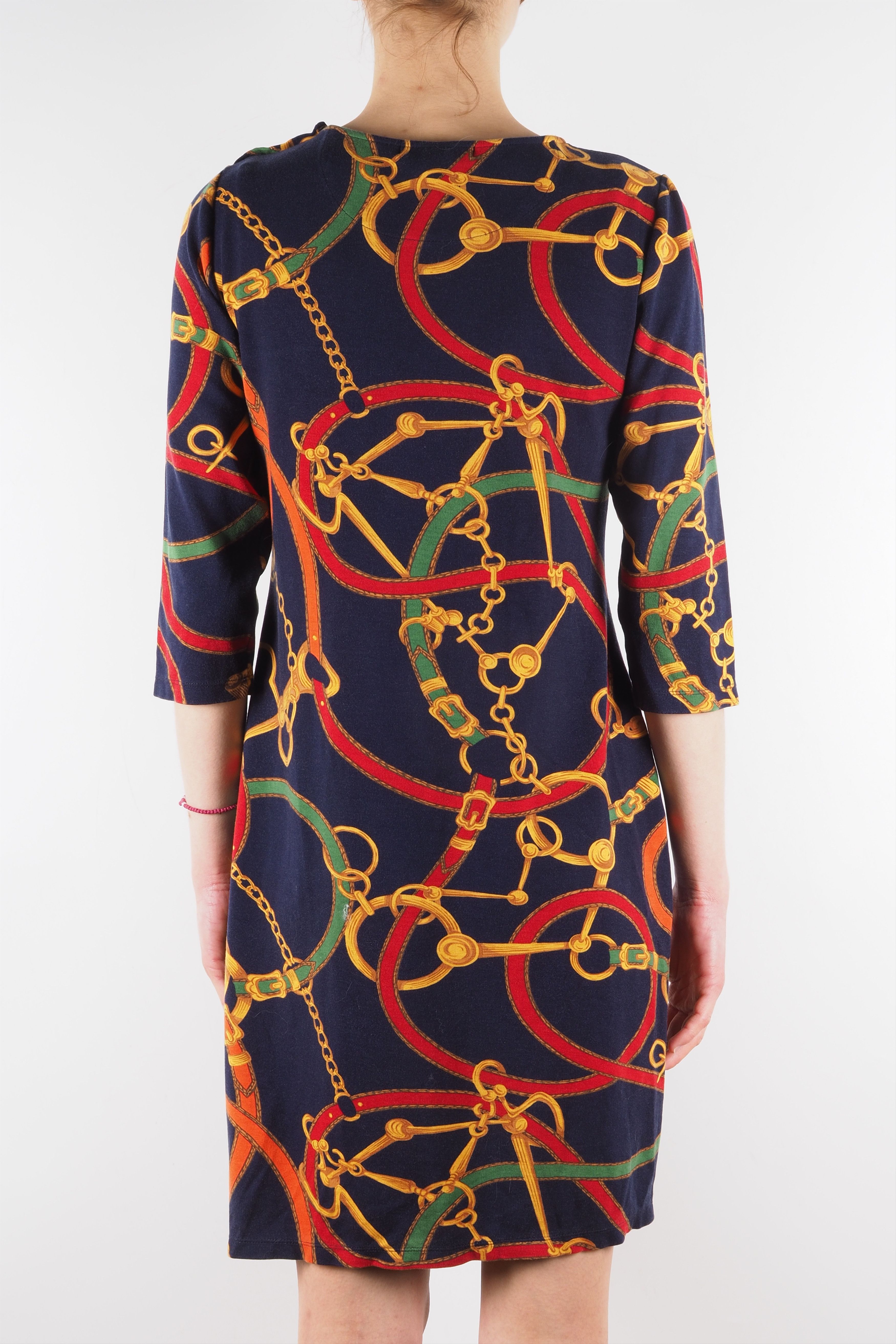 Lauren Ralph Lauren × Ralph Lauren × Vintage Lauren Ralph Lauren Blue Multi Chain Straps Print Dress Size M / US 6-8 / IT 42-44 - 3 Thumbnail
