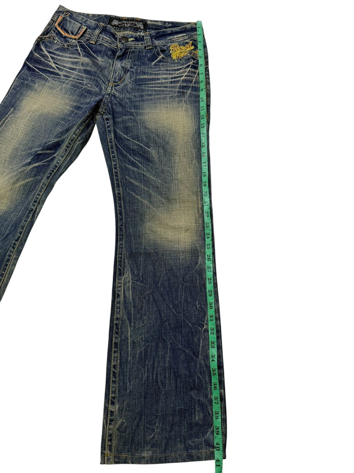 Le Grande Bleu (L.G.B.) Flared Jeans Red Pepper Faded Stretch Low Rise Boot Cut Size US 31 - 15 Thumbnail