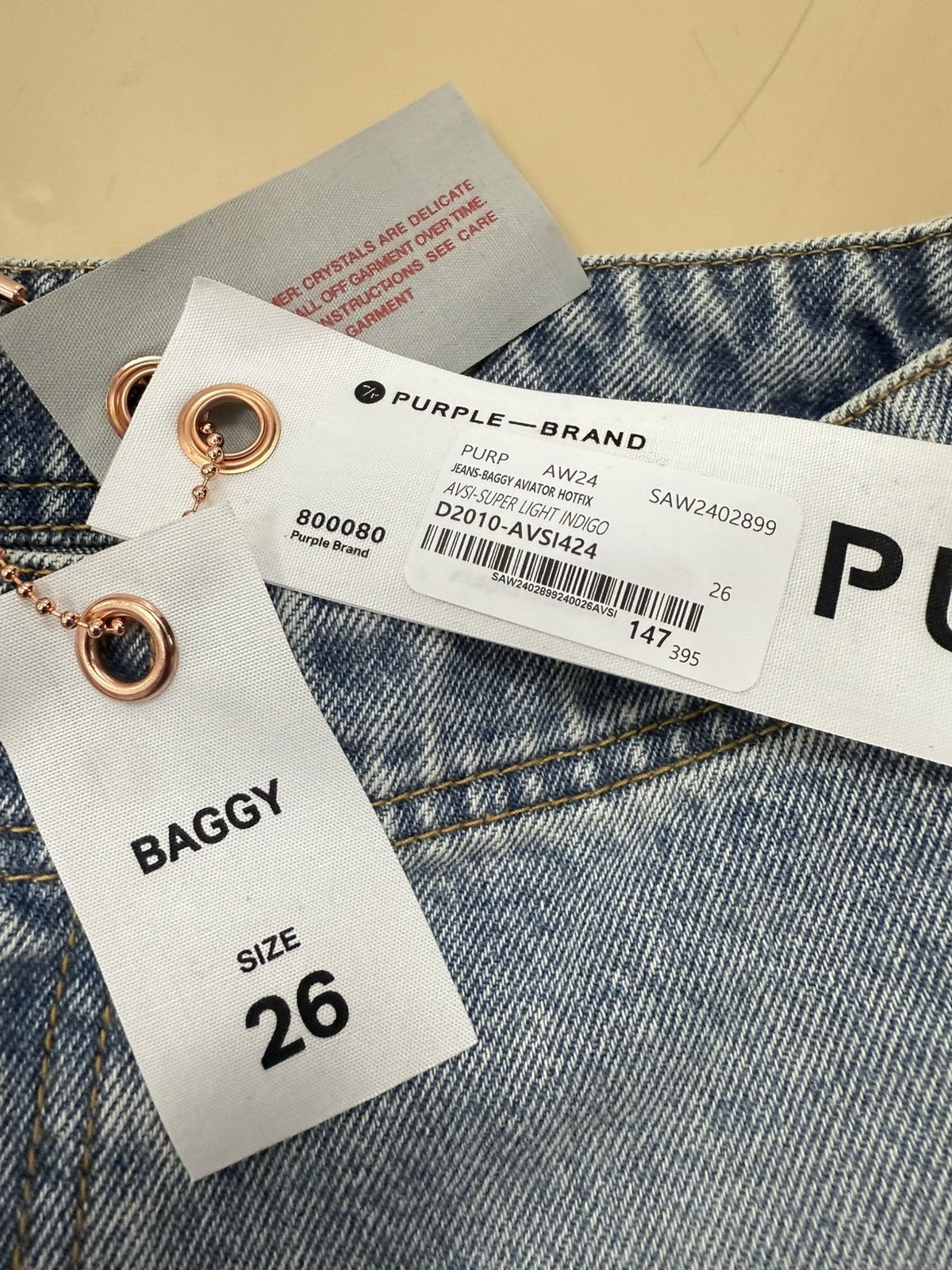 Other Purple Brand Baggy Aviator Hotfix Jeans Size 26" / US 2 / IT 38 - 2 Thumbnail