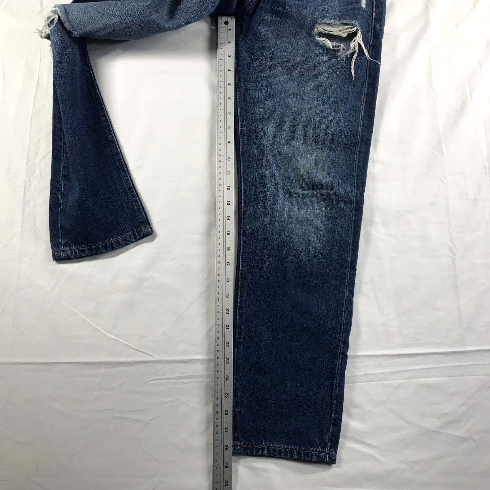 Levi's Womens Levi's 501 Taper Jeans Blue Distressed Denim W27 L28 36197-0017 Size 27" / US 4 / IT 40 - 4 Thumbnail