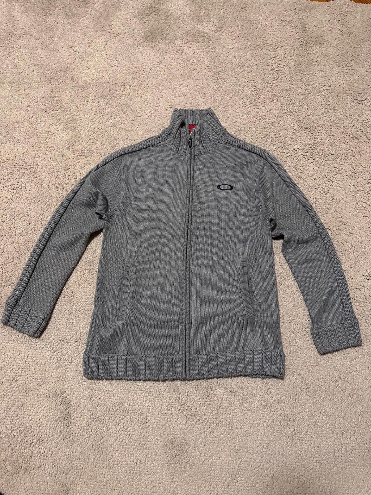 Vintage 90's Oakley Full Zip Knit Sweater Y2K Rare Sz L
