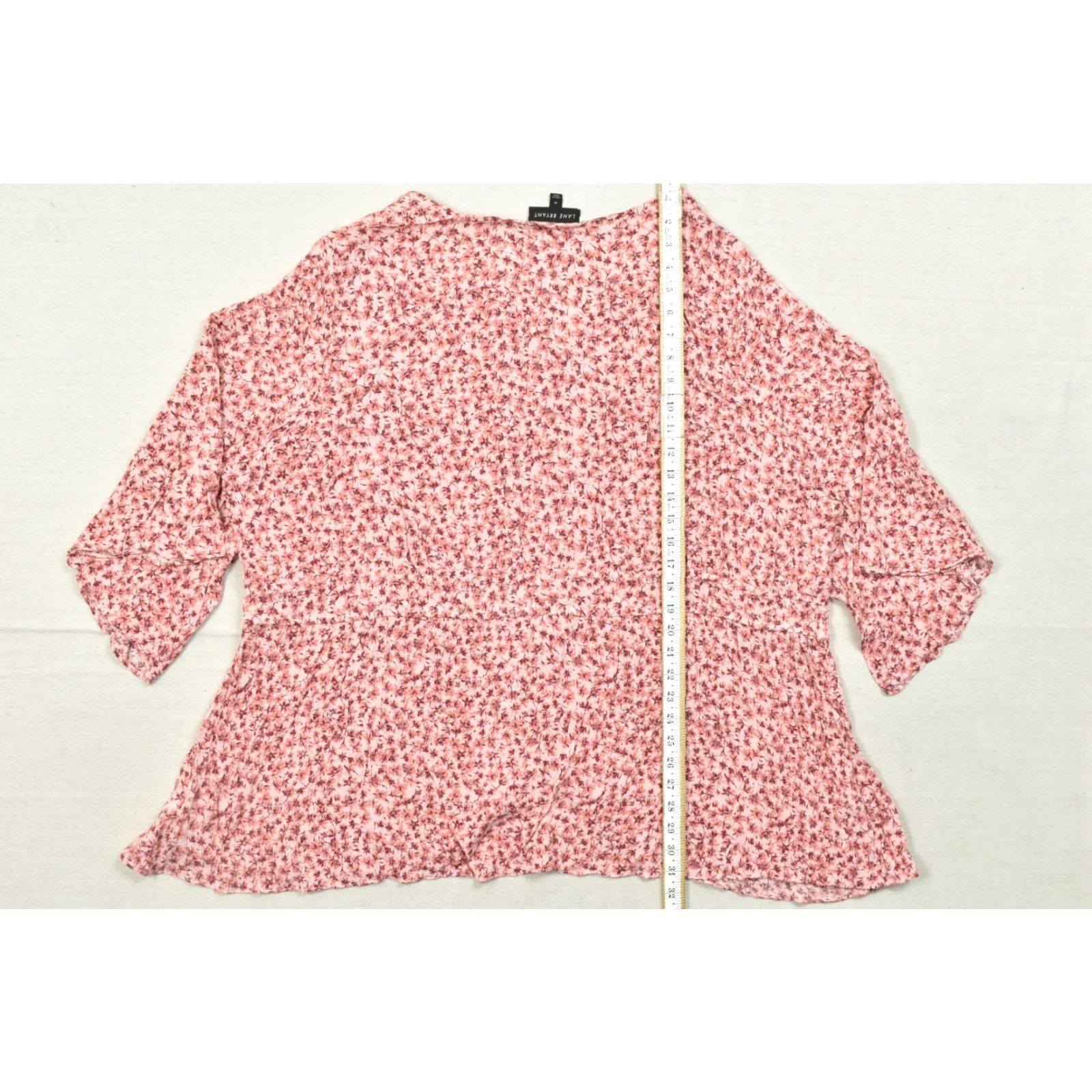 Vintage Lane Bryant Blouse Women 28 Plus Size Pink Floral Button Front V-Neck 100% Rayon 3/4 Sleeve Lightweight Regular Size 4XL / US 24-26 - 4 Thumbnail