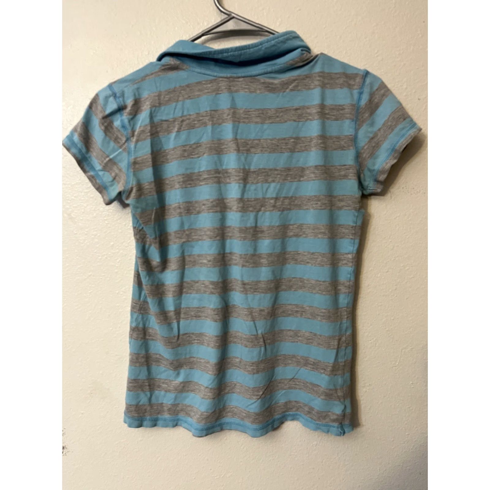 Gap VINTAGE Gap Stretch Blue Gray stripe Polo Shirt Women M Spring Size M / US 6-8 / IT 42-44 - 2 Thumbnail