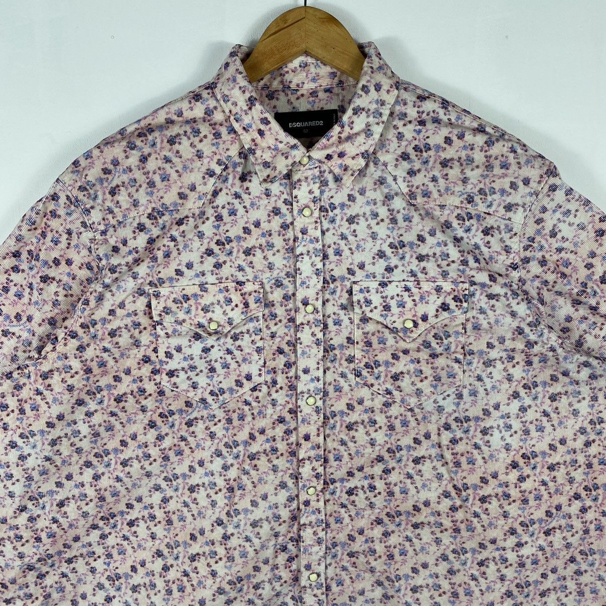 Dsquared2 A/W 2017 DSQUARED2 FLOWER FLORAL PATTERN WESTERN LONG SHIRT Size US L / EU 52-54 / 3 - 7 Thumbnail