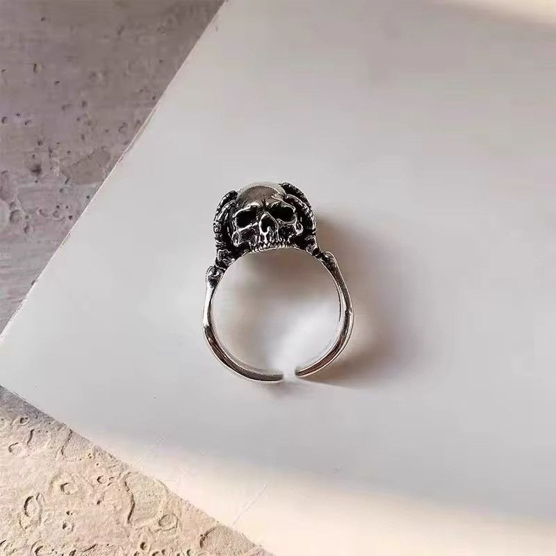 Jewelry Vintage Head Hugging Skull Adjustable Ring Size ONE SIZE - 4 Thumbnail