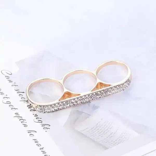 Japanese Brand 1PC Metal Fashion Three Fingers Knuckle Duster Ring Size ONE SIZE - 2 Thumbnail