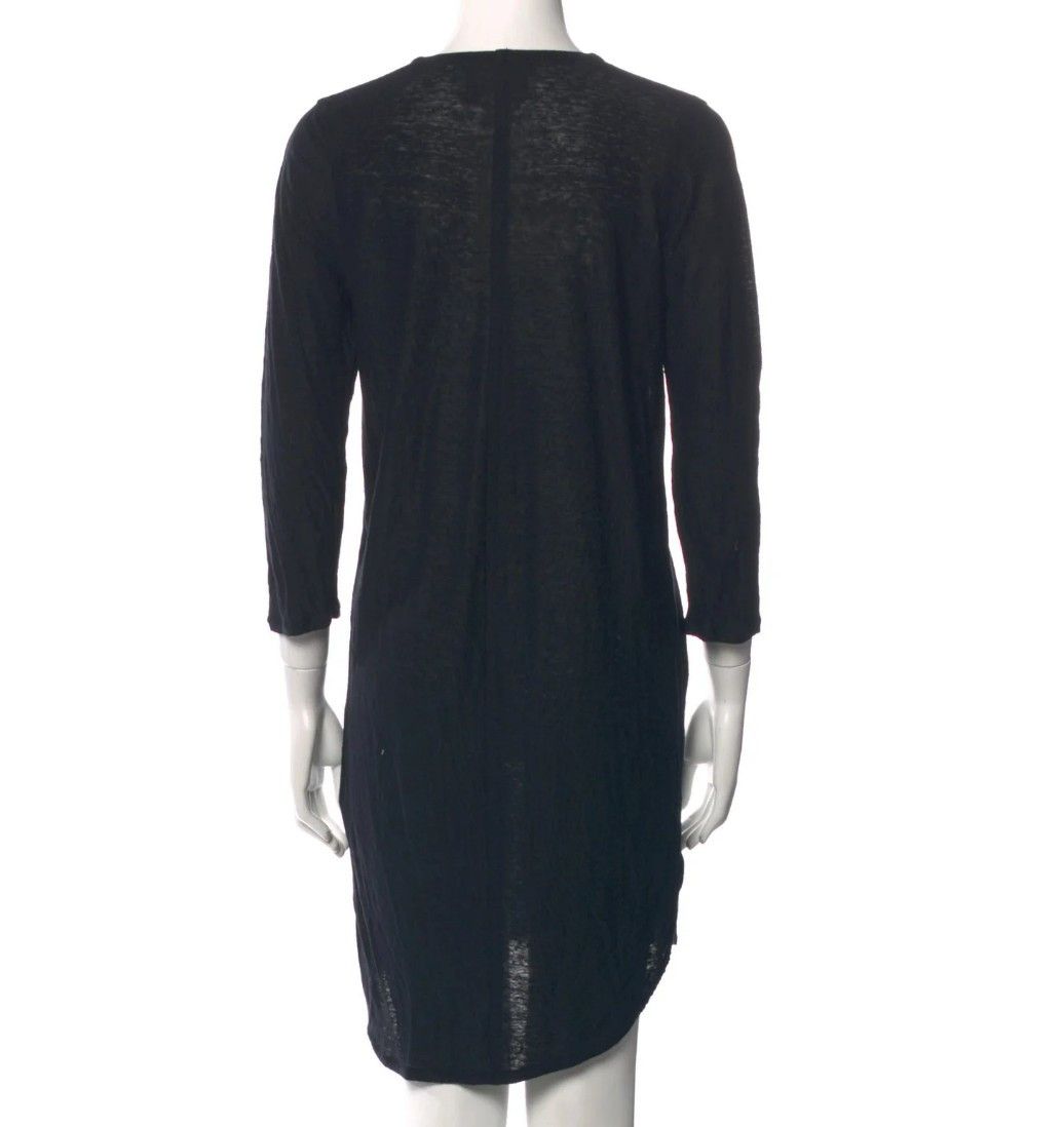 Brochu Walker Linen Shift Black Dress 3/4 Sleeves Minimalist Crew Neck Size S / US 4 / IT 40 - 8 Thumbnail