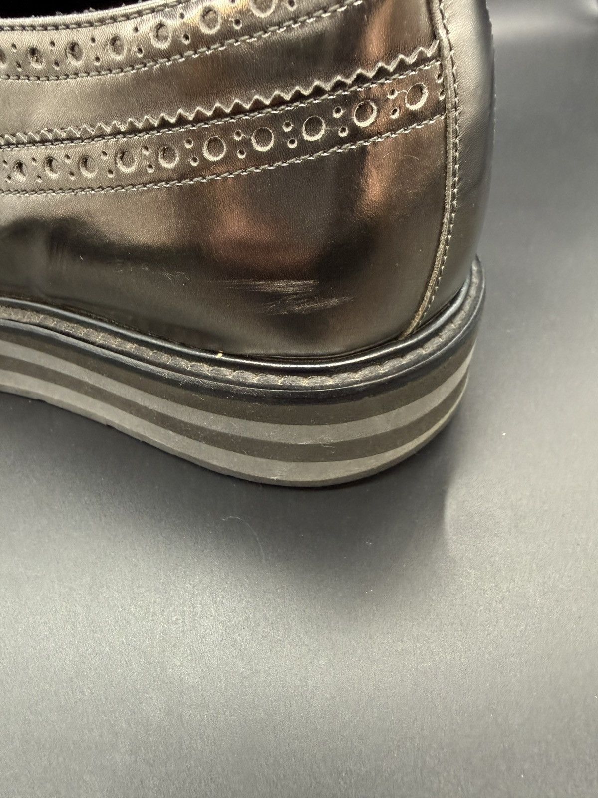 Prada PRADA Metallic Leather Platform Wingtip Brogue Oxford-US 11 Size US 11 / EU 44 - 19 Thumbnail