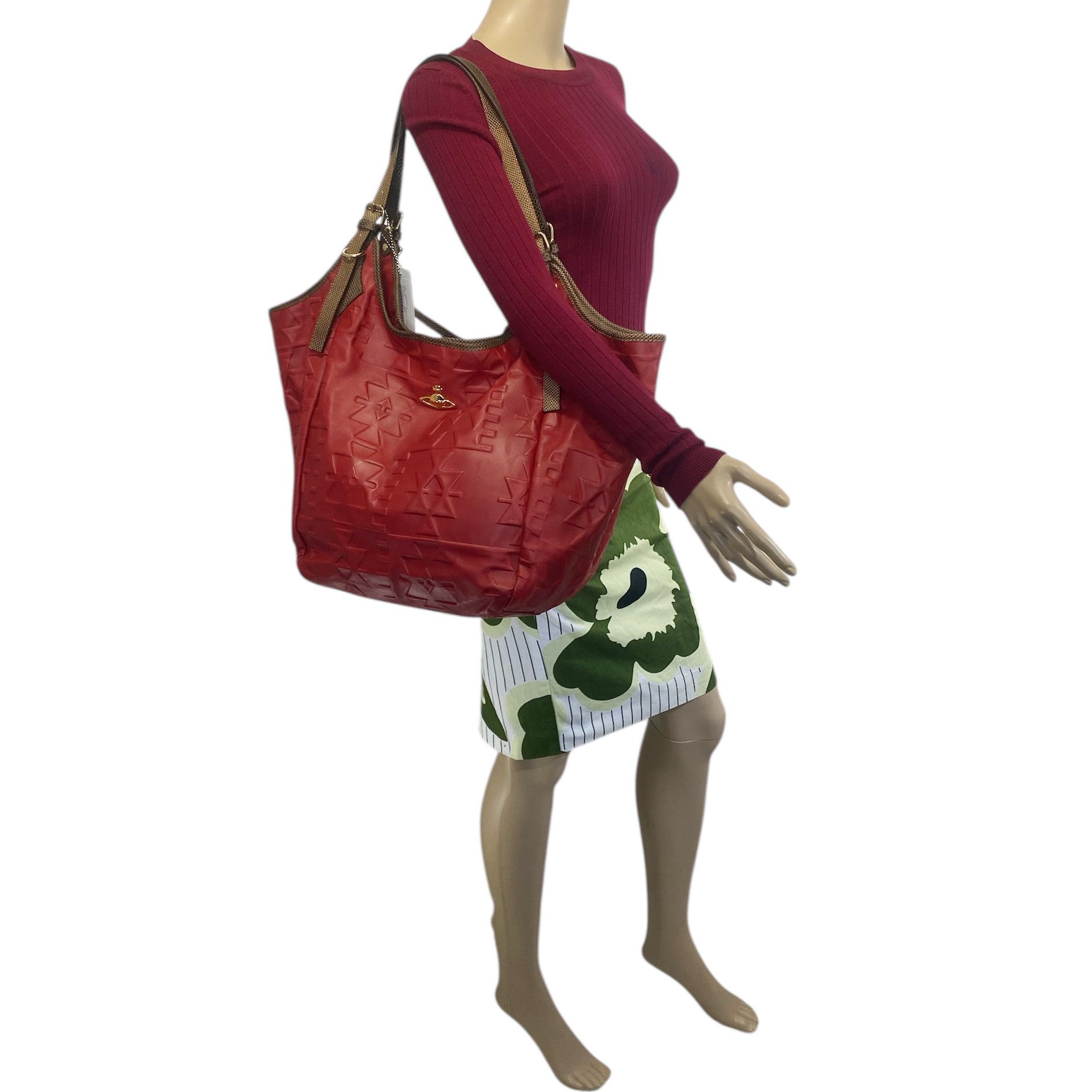 Vivienne Westwood Sahara Red Leather Hobo Shoulder Bag Size ONE SIZE - 8 Thumbnail