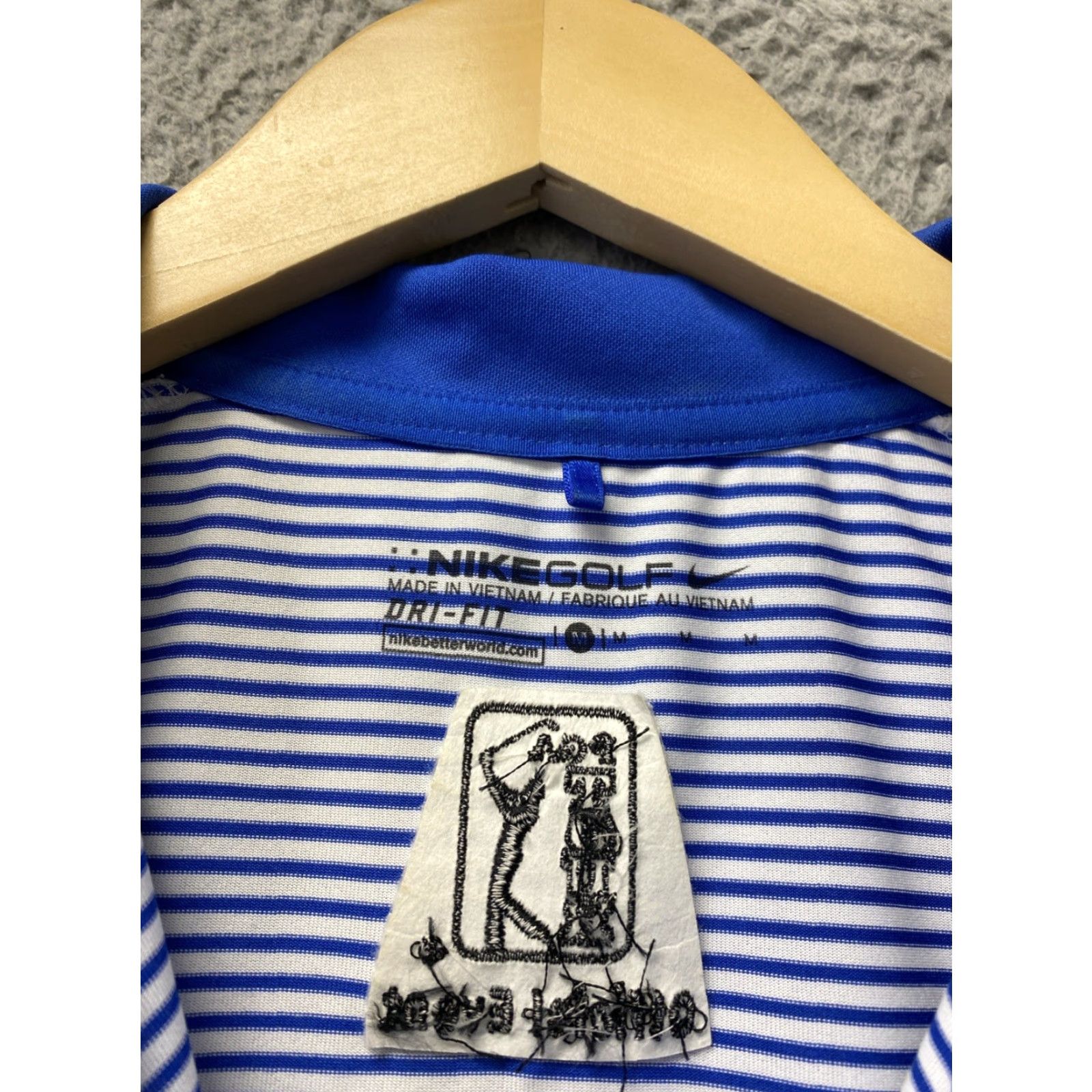 Nike NIKE Women’s Dri-FIT Golf Polo Shirt Pull On Size M Blue Stripes 137-25 Size M / US 6-8 / IT 42-44 - 3 Thumbnail
