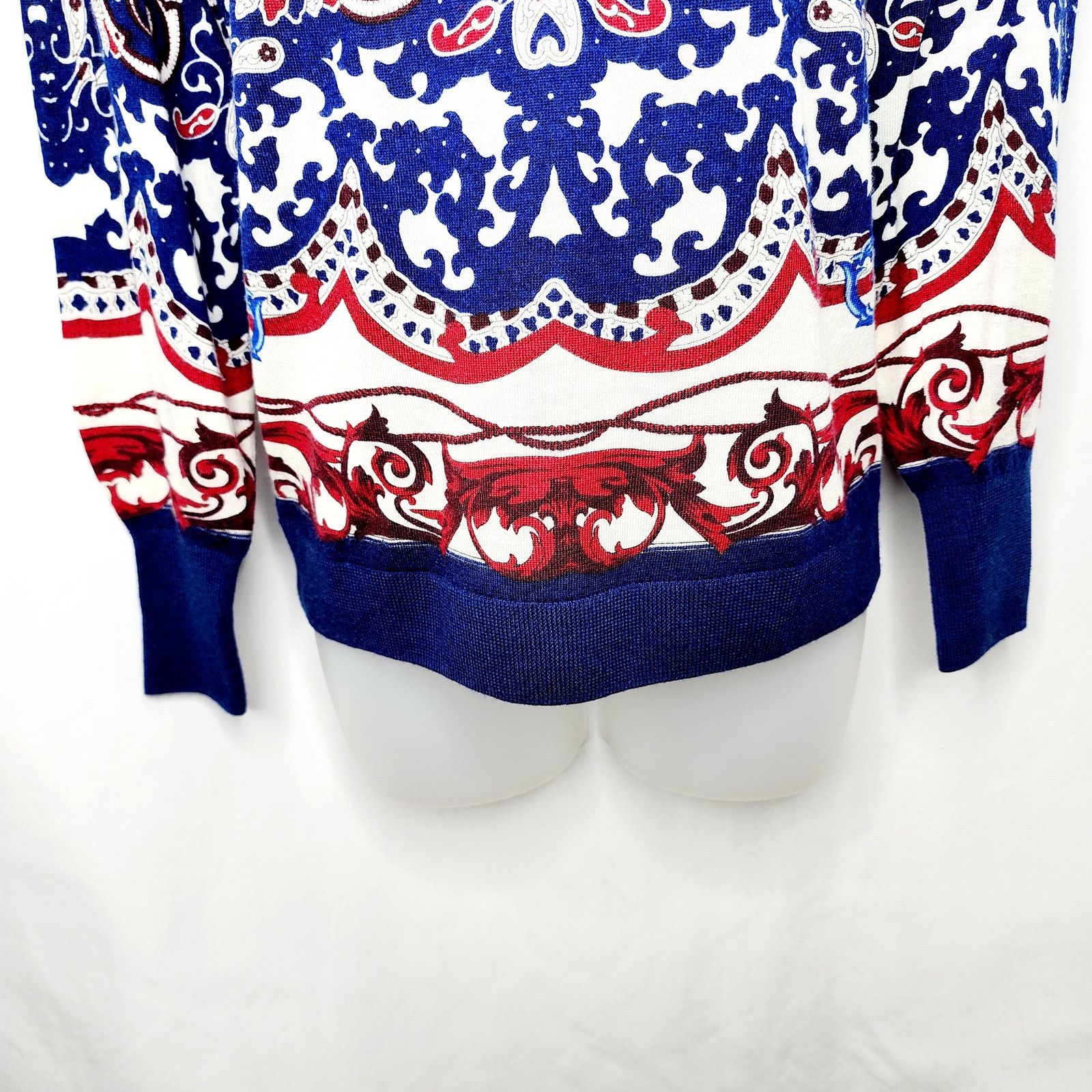 Other Talbots Pure Merino Wool Blue & Red Paisley Sweater XS NEW Size XS / US 0-2 / IT 36-38 - 7 Thumbnail