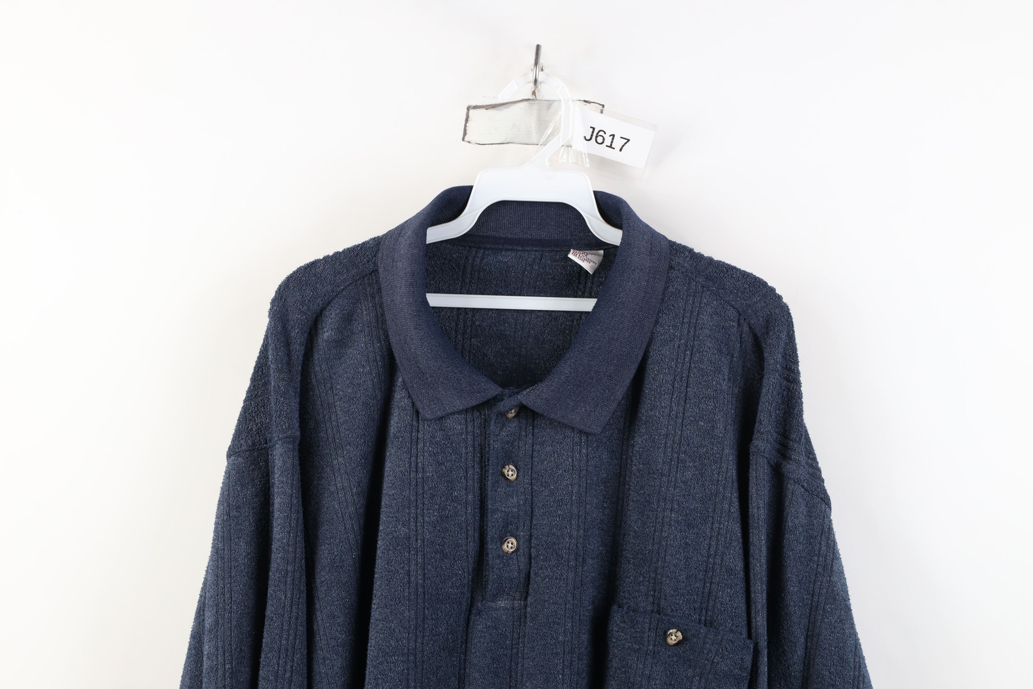 Vintage Vintage 90s Streetwear Terry Cloth Fleece Collared Sweater Size US XXL / EU 58 / 5 - 2 Thumbnail