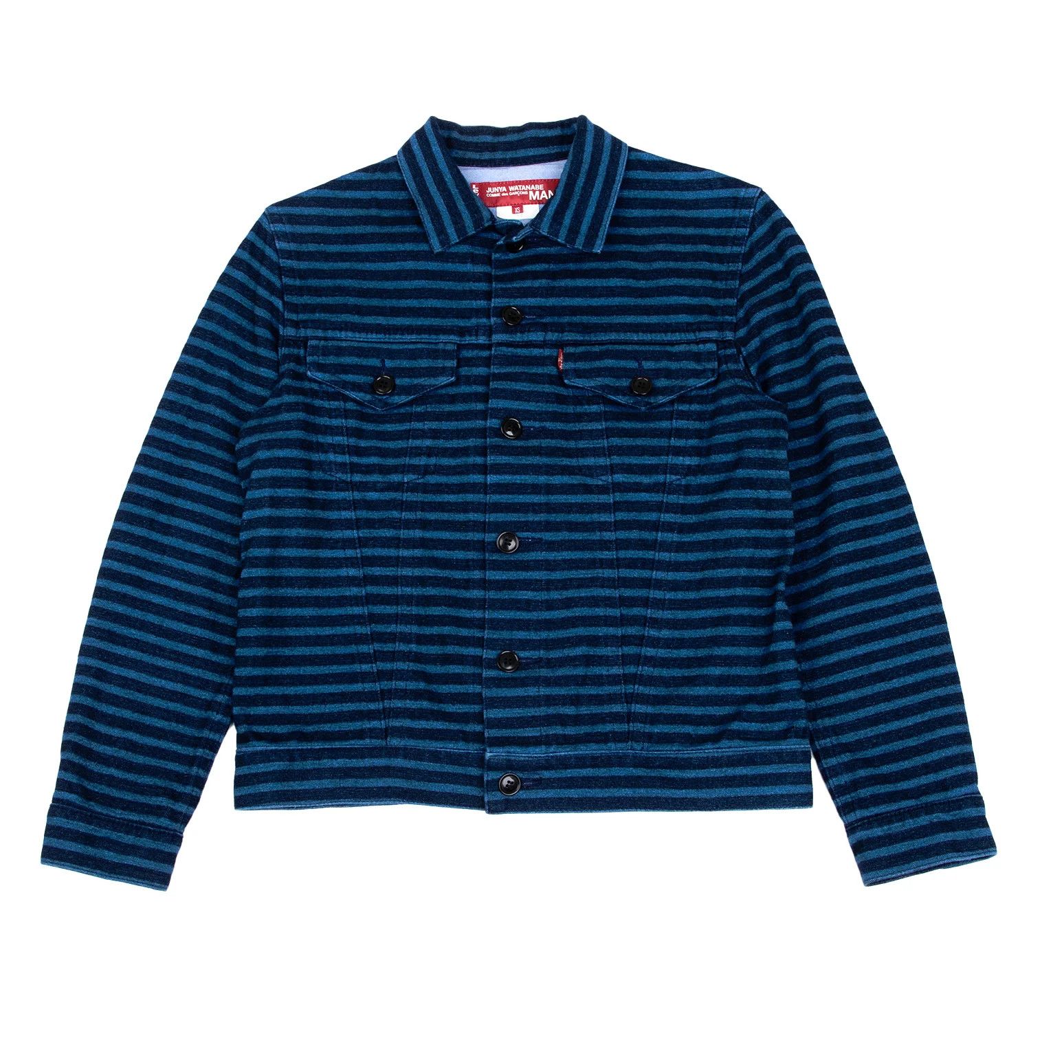 Junya Watanabe Cotton Stripe Sweat Trucker Jacket in Blue, Size XS Size US XS / EU 42 / 0 - 1 Thumbnail