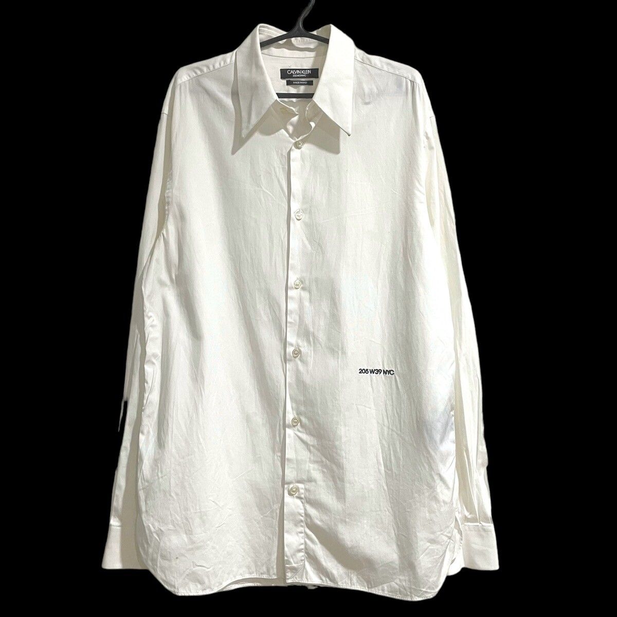 Pre-owned Calvin Klein 205w39nyc X Raf Simons 205w39nyc - Chest Logo - L/s Button Up Shirt In White