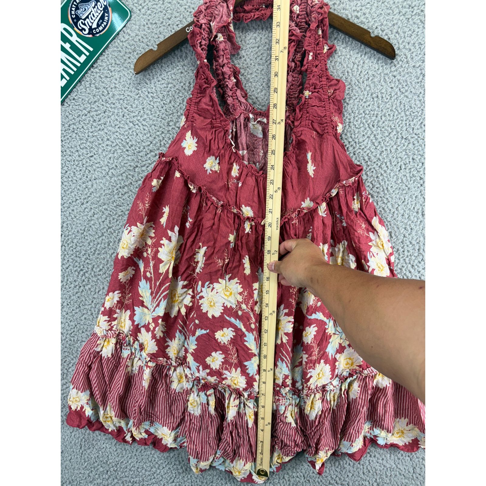 Free People Free People Bali Wild Daisy Slip Mini Dress Womens Large Red Size L / US 10 / IT 46 - 2 Thumbnail