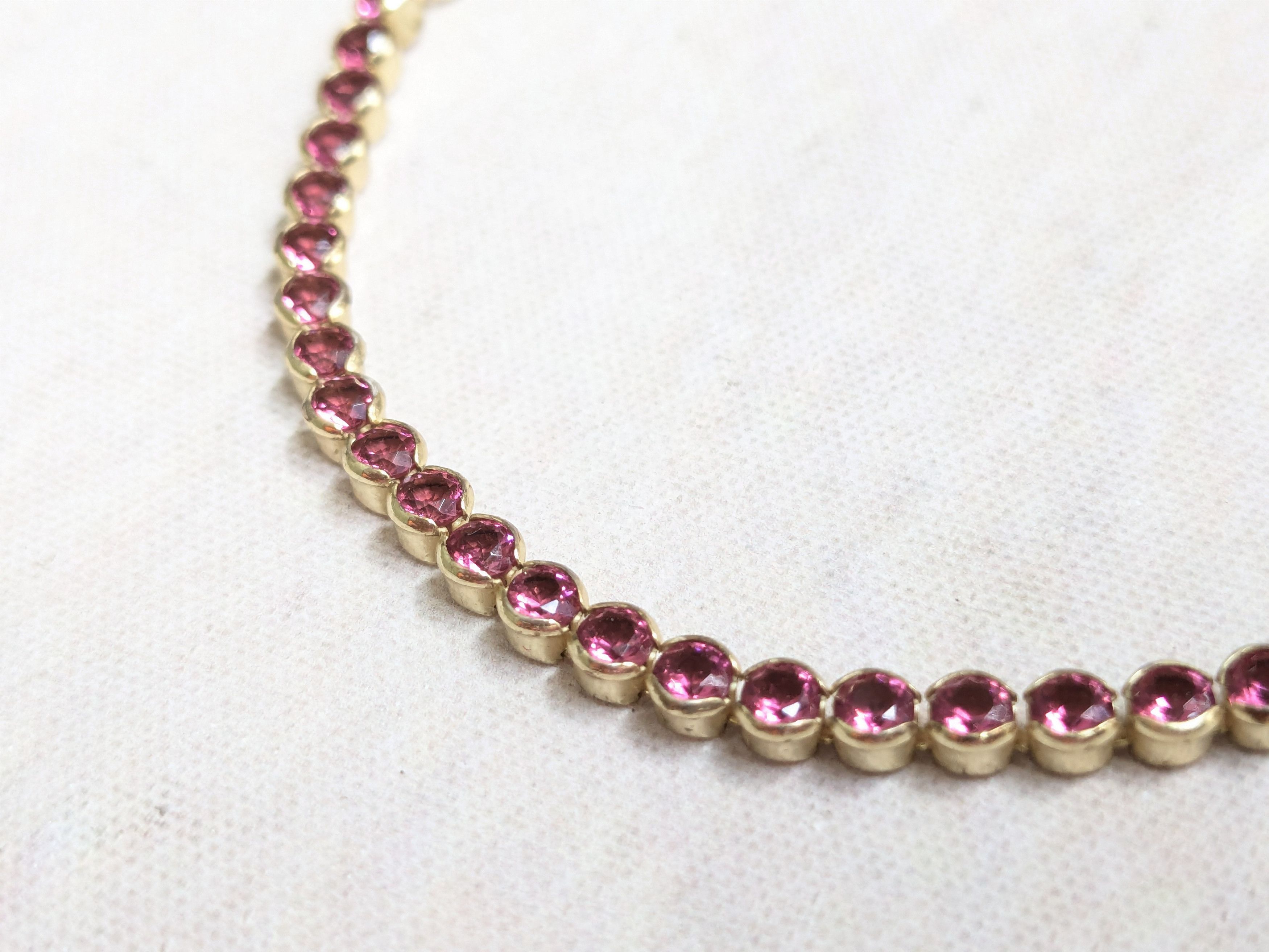 Sterling Silver Sterling Silver Tennis Bracelet Pink Round 8.25" Size ONE SIZE - 5 Thumbnail