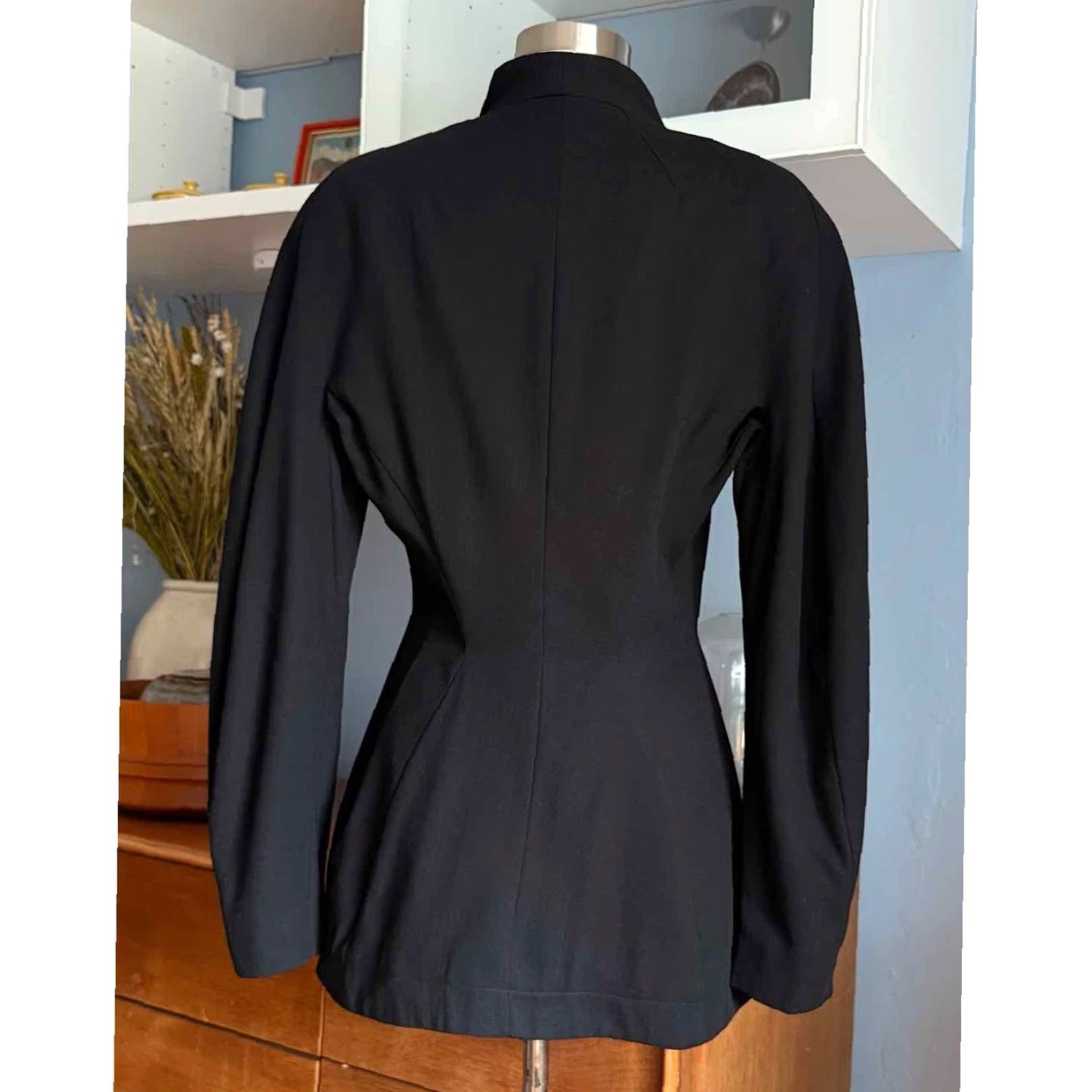 Vintage VINTAGE Byron Lars Blazer Jacket Womens 8 Black Wool Tailored Cinched Waist Blazer 8 Size M / US 6-8 / IT 42-44 - 4 Thumbnail