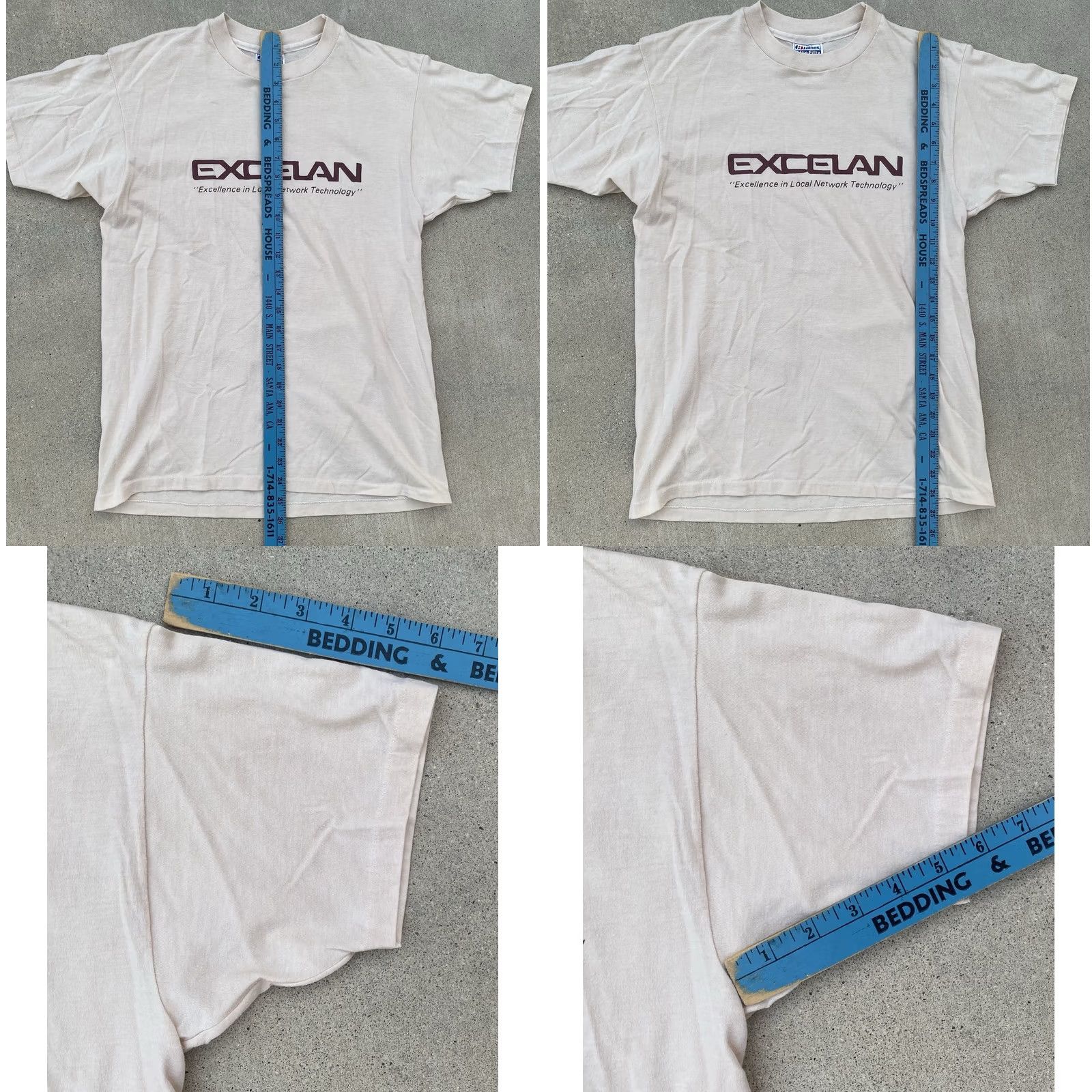 Hanes VINTAGE Hanes T-Shirt Beige 80s Nerd Graphic Print Excelan Excellence In Local Network Technology Men L Adults Short Sleeve Cotton Blend Size US L / EU 52-54 / 3 - 11 Thumbnail