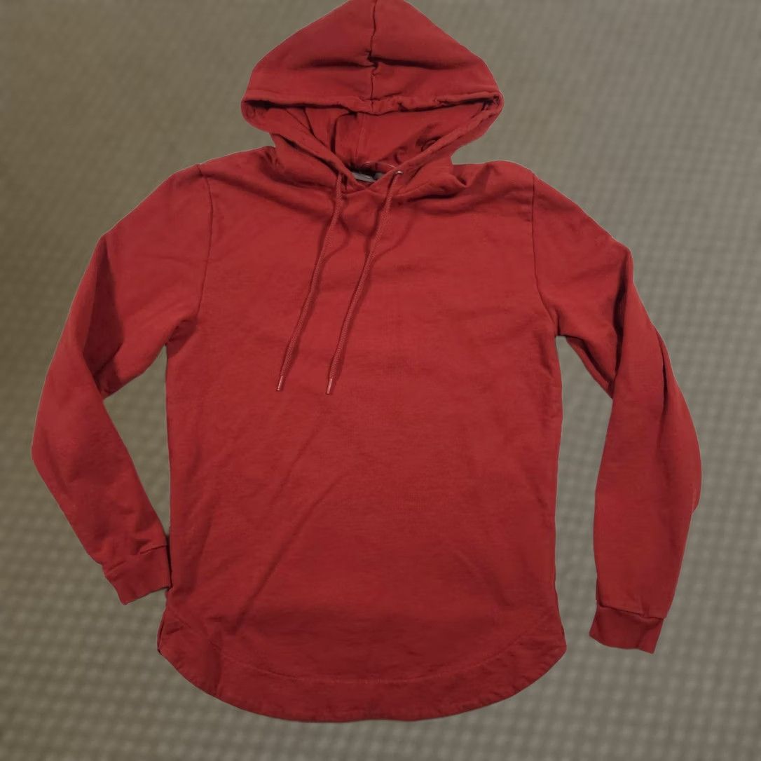 Asos ASOS Hoodie Mens M Orange Pullover Sweatshirt Solid Curved Hem Longline Mens Regular Fit Crew Neck Long Sleeve Size US M / EU 48-50 / 2 - 1 Thumbnail