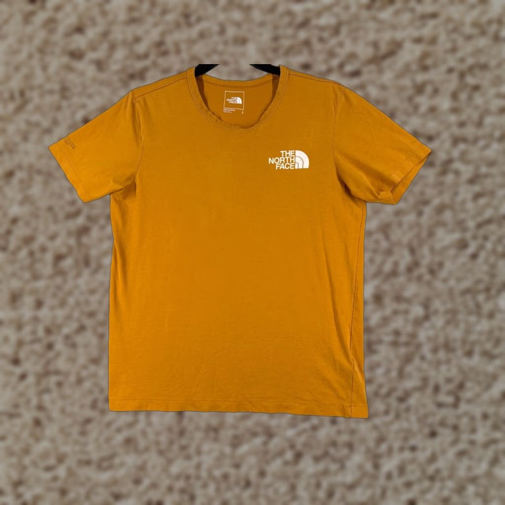 The North Face Shirt Men L Yellow Floral Poly Blend Jersey Crew Neck Short Sleeve All Seasons Breathable Logo Vintage: No