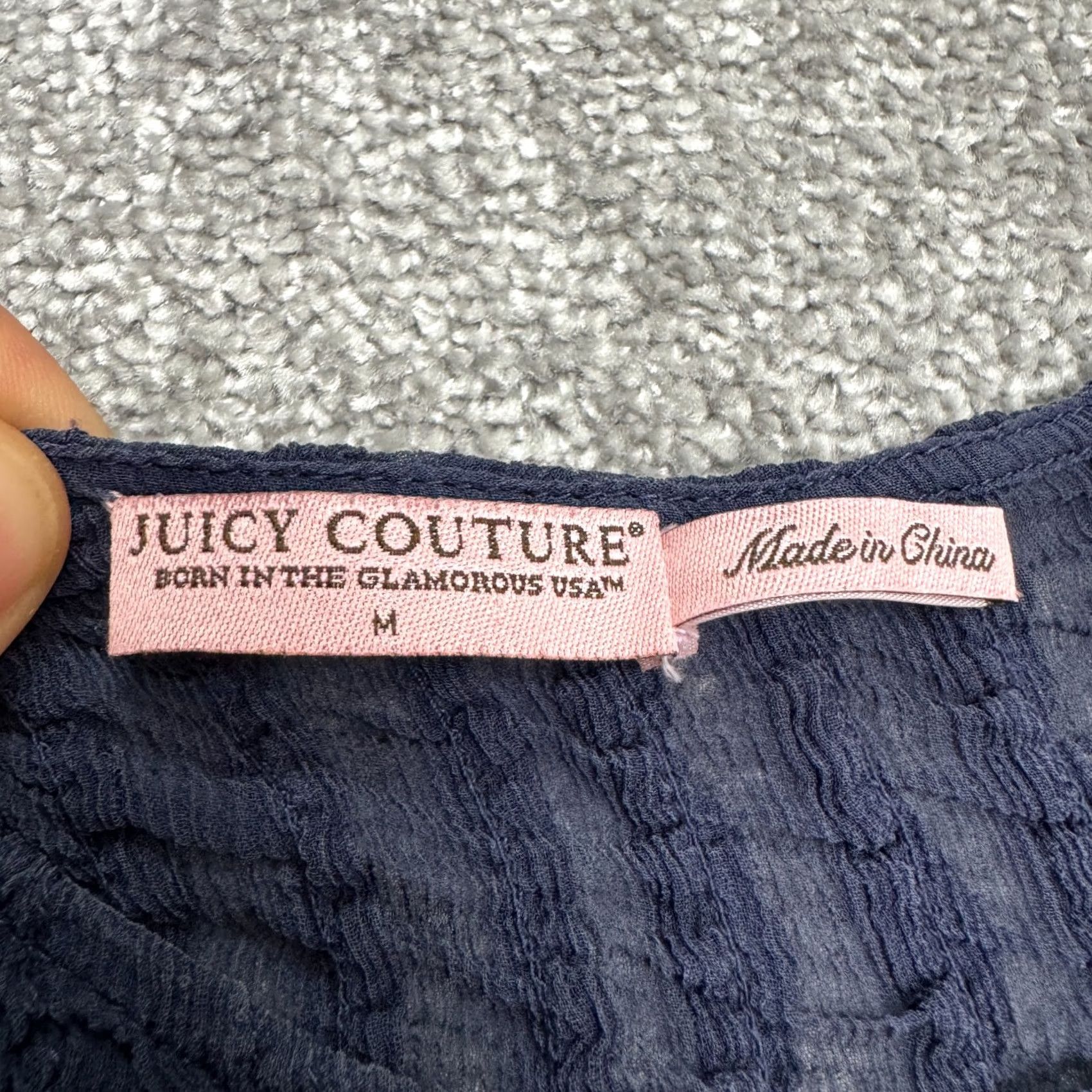 Juicy Couture Juicy Couture Dress Womens Medium Navy Blue Smocked Knit Flutter Sleeve A-Line Size M / US 6-8 / IT 42-44 - 6 Thumbnail