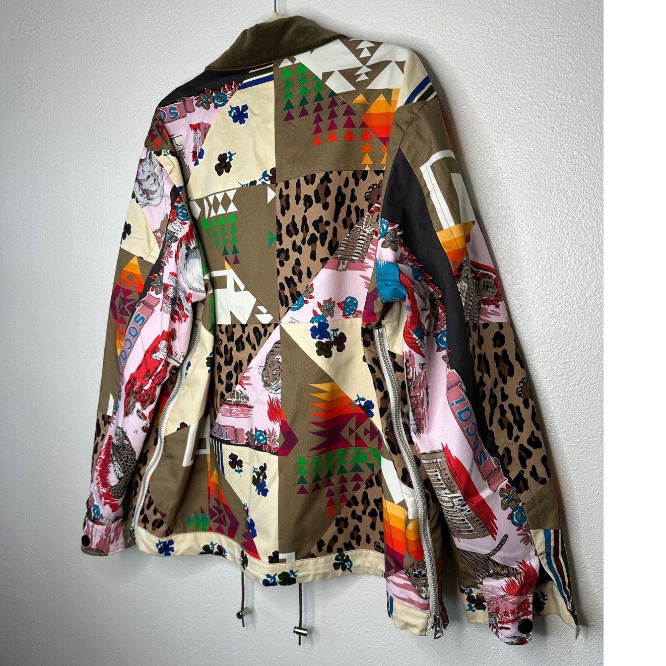 Sacai Sacai Tan Mixed Print Patchwork Velvet Collar Jacket 4 / XL Size US XL / EU 56 / 4 - 10 Thumbnail