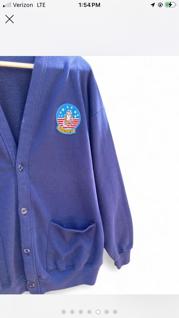 Vintage Vintage Tomcat Navy Patch Cardigan Blue Aviation Military L Size US L / EU 52-54 / 3 - 3 Thumbnail