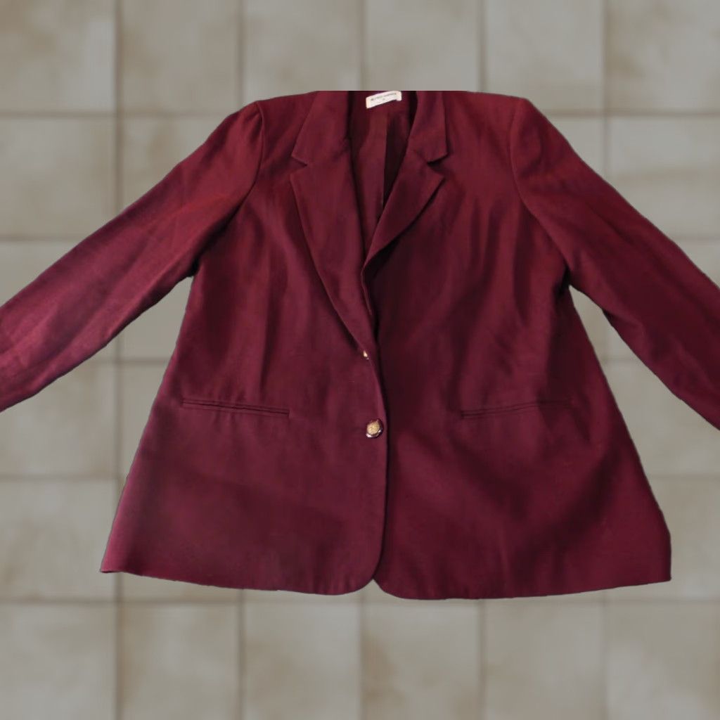 Vintage Alfred Dunner Blazer Womens Jacket 14 Purple Wool Solid Long Sleeve Two-Button Classic Jeweled Embroidered Trench Coat Fall Spring Casual Vintage No Size XL / US 12-14 / IT 48-50 - 1 Thumbnail