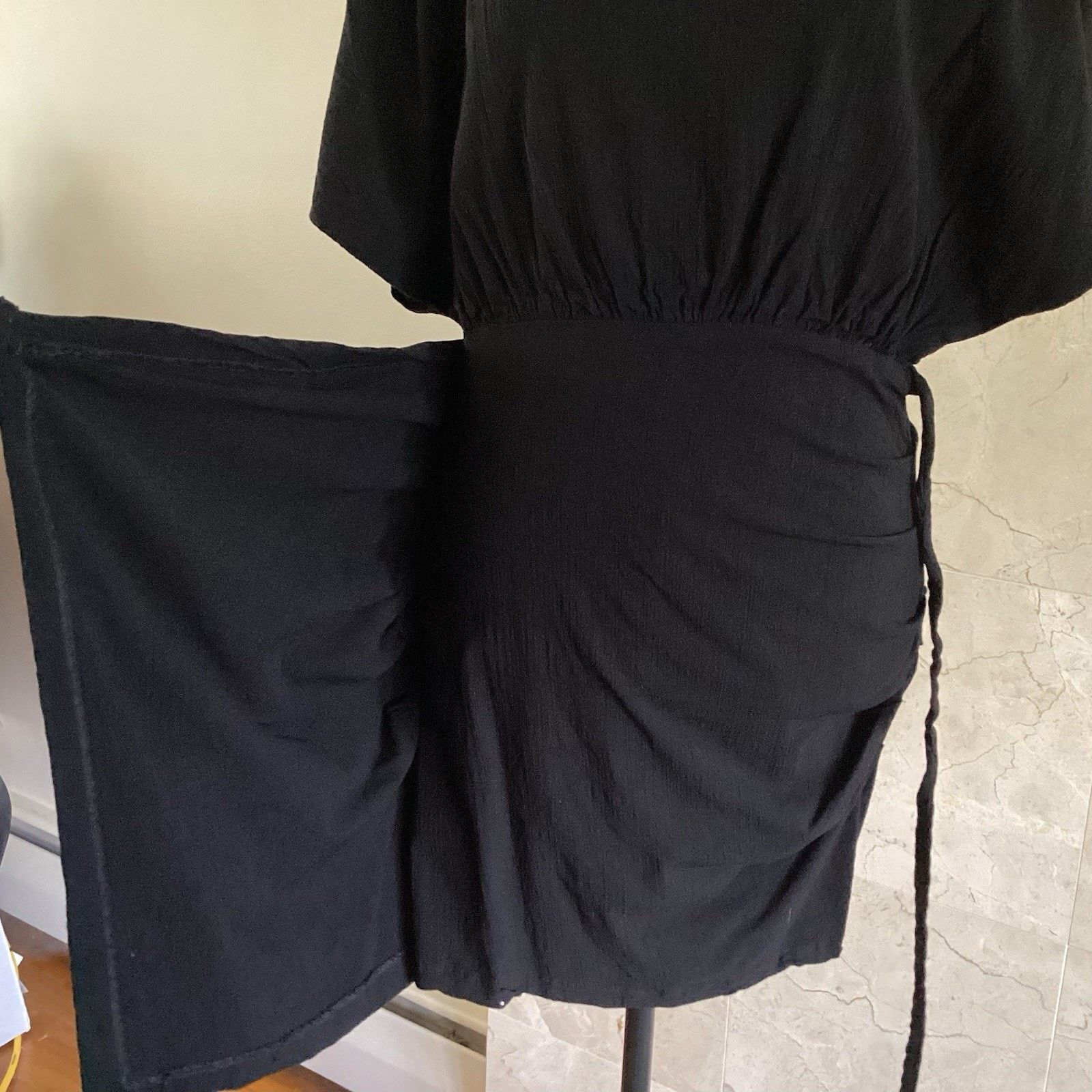 Free People Free People Black Body Con Wrap Mini Dress, Med Draped Party Size M / US 6-8 / IT 42-44 - 10 Thumbnail