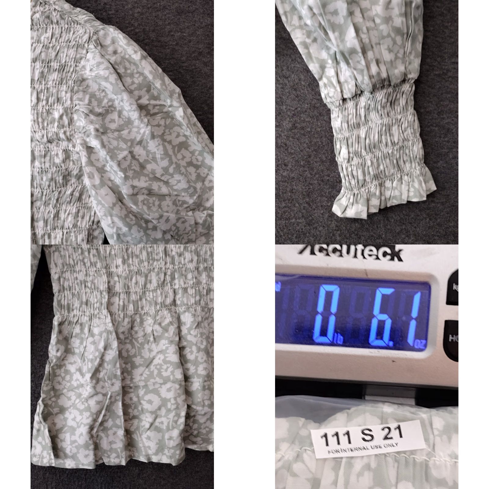Vintage A New Day Blouse Shirt Floral Light Green & White 100% Viscose Smocked Long Sleeves Tunic Round Neck Size S Womens Size S / US 4 / IT 40 - 8 Thumbnail
