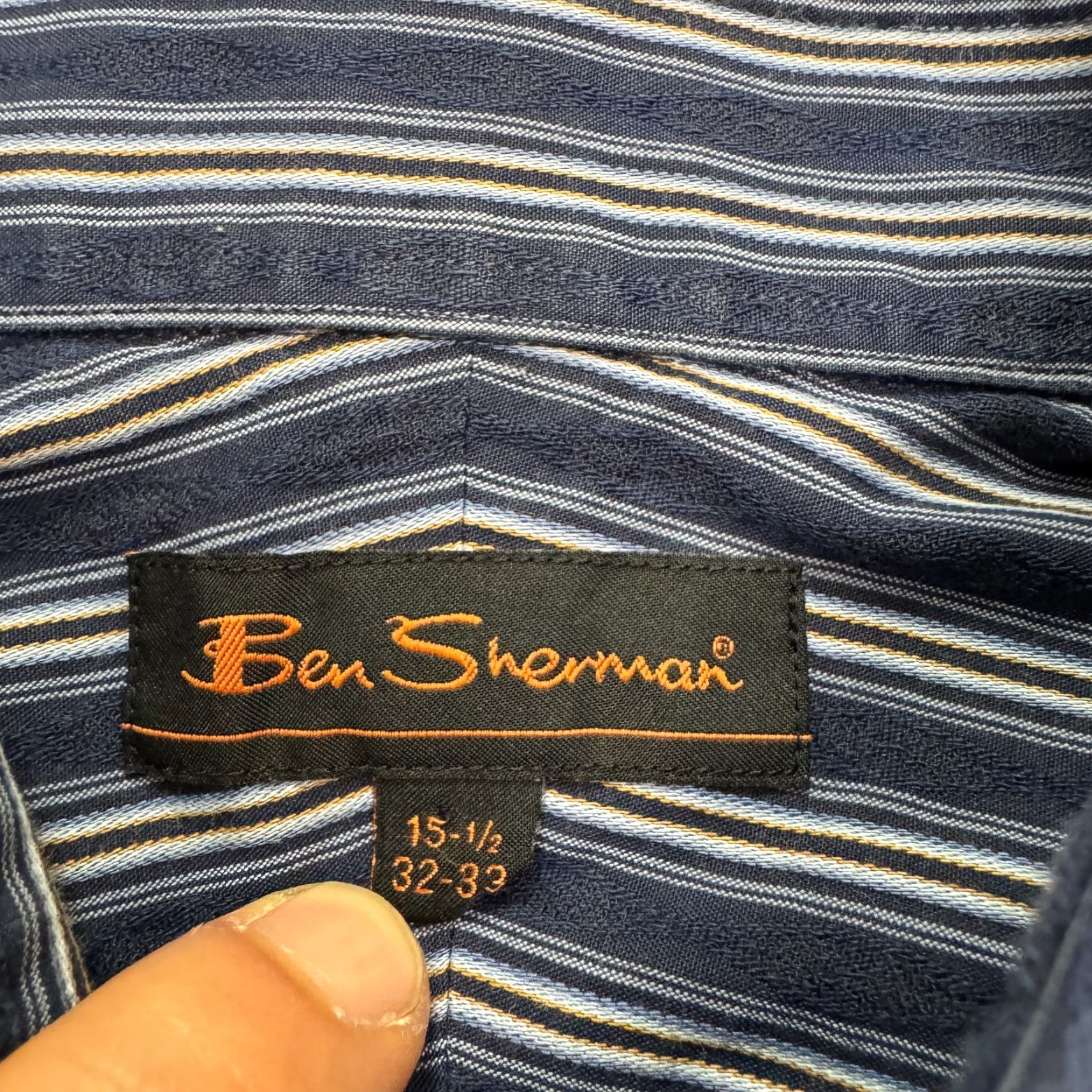 Ben Sherman Ben Sherman Dress Shirt Mens 15.5 Regular Blue Striped Button-Down Long Sleeve Business Casual Size US M / EU 48-50 / 2 - 7 Thumbnail