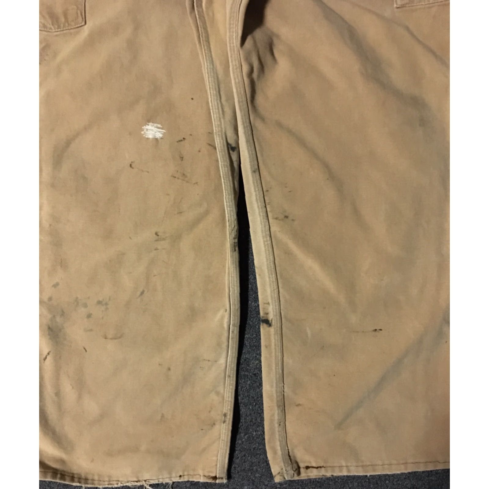 Carhartt VINTAGE Carhartt Overalls Shirt Mens 36 Tan 90s 80s Grunge Painter Biker USA Paint Distressed Double Knee"} Size US 36 / EU 52 - 6 Thumbnail