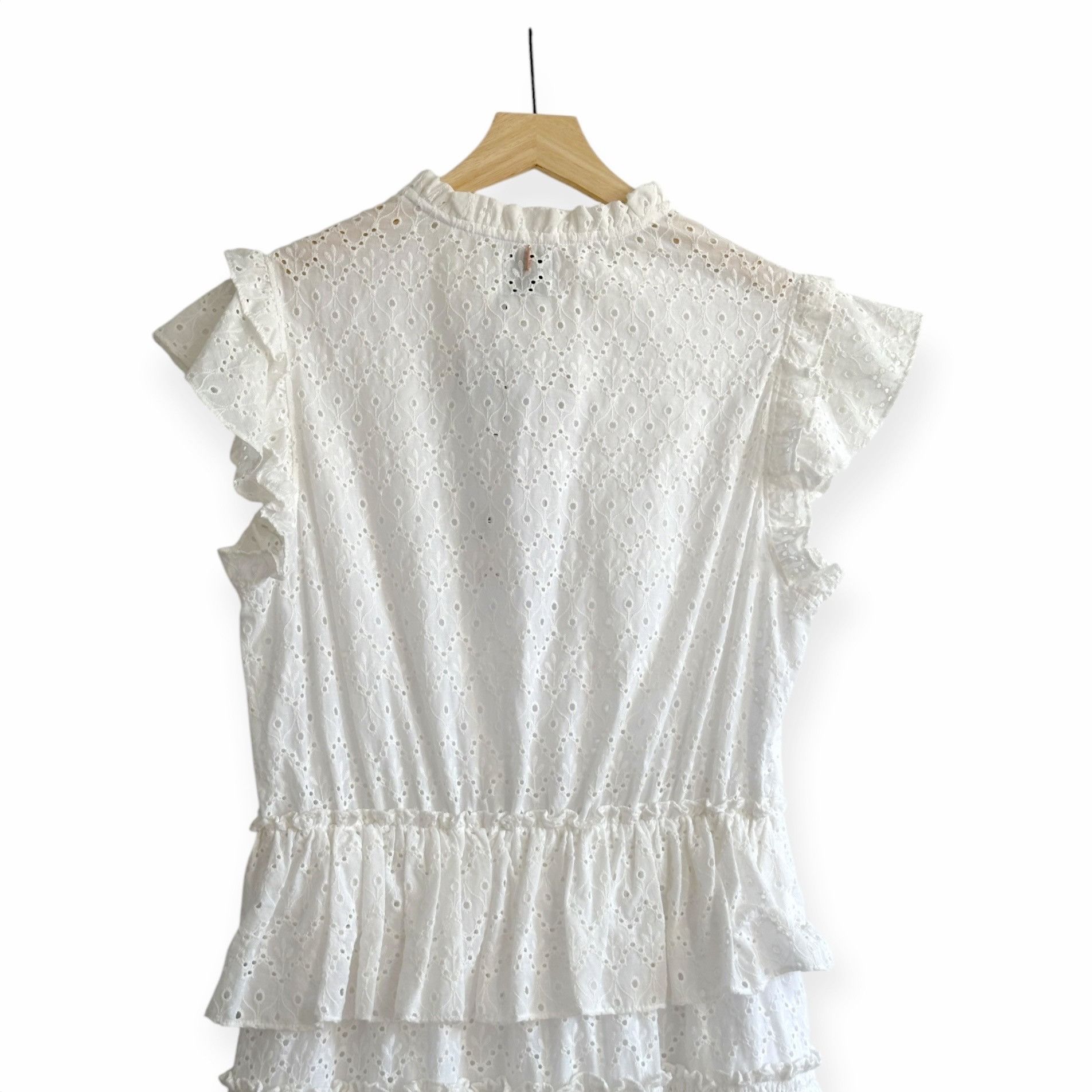 MISA Los Angeles MISA LOS ANGELES Iliana Tiered Eyelet Mini Dress , Size L, W Size L / US 10 / IT 46 - 16 Thumbnail