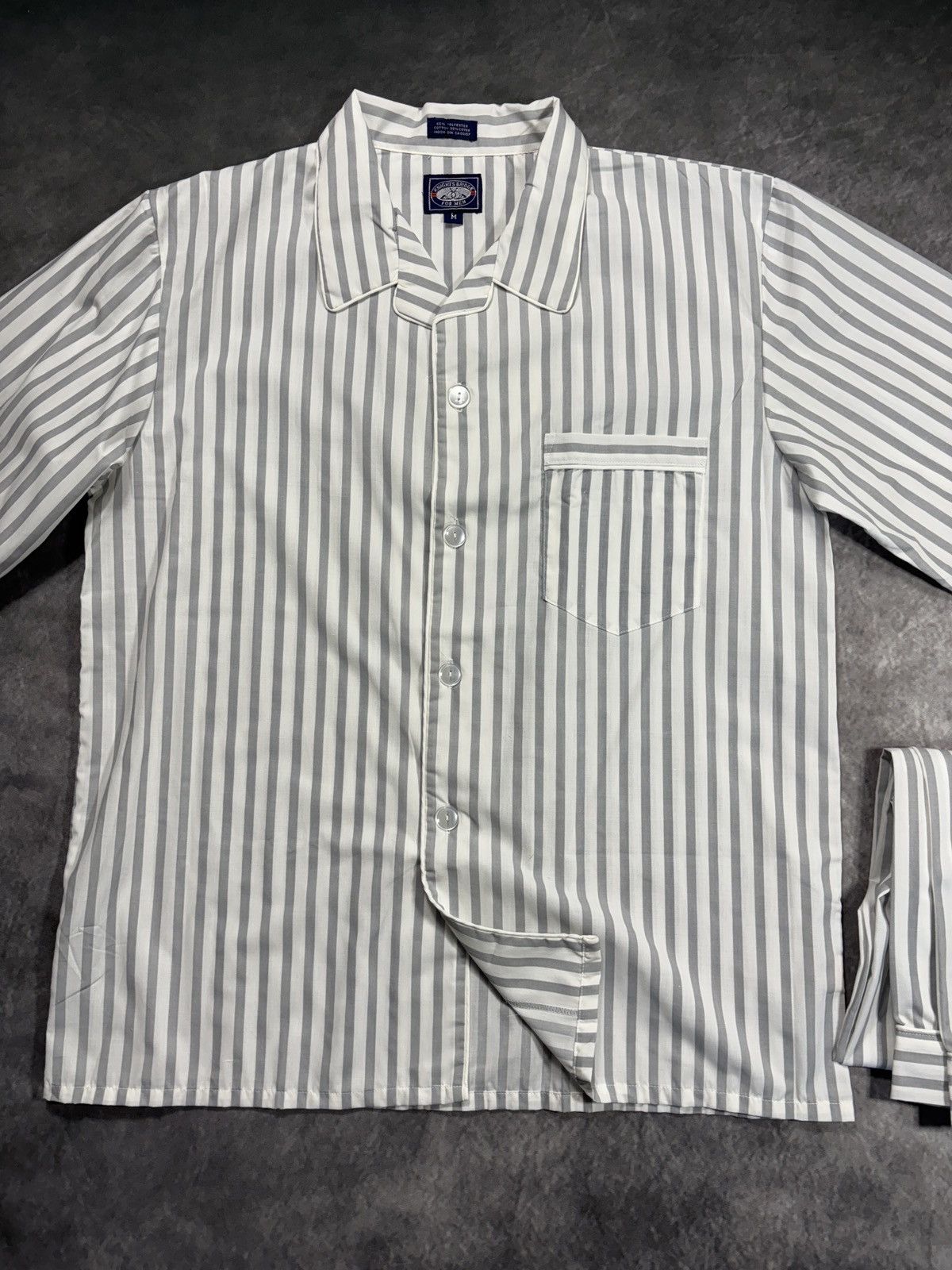 Vintage Vintage Striped Pajamas 90s Sleep Set Matching Suit Prison Size US 35 - 2 Thumbnail