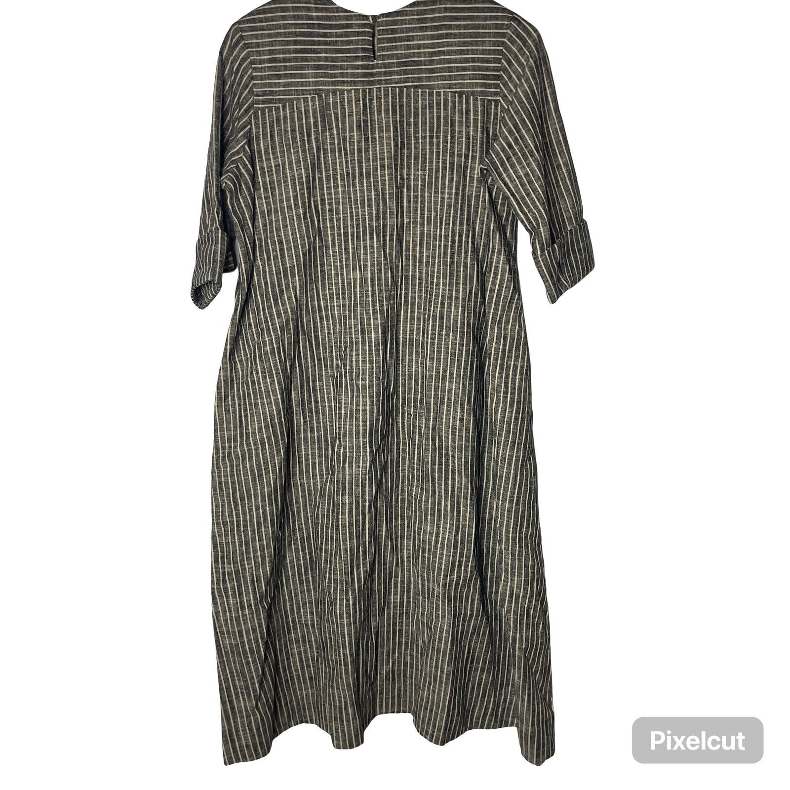 7115 by Szeki 7115 by Szeki Striped Square Hem Linen Blend midi Dress XS Size XS / US 0-2 / IT 36-38 - 5 Thumbnail