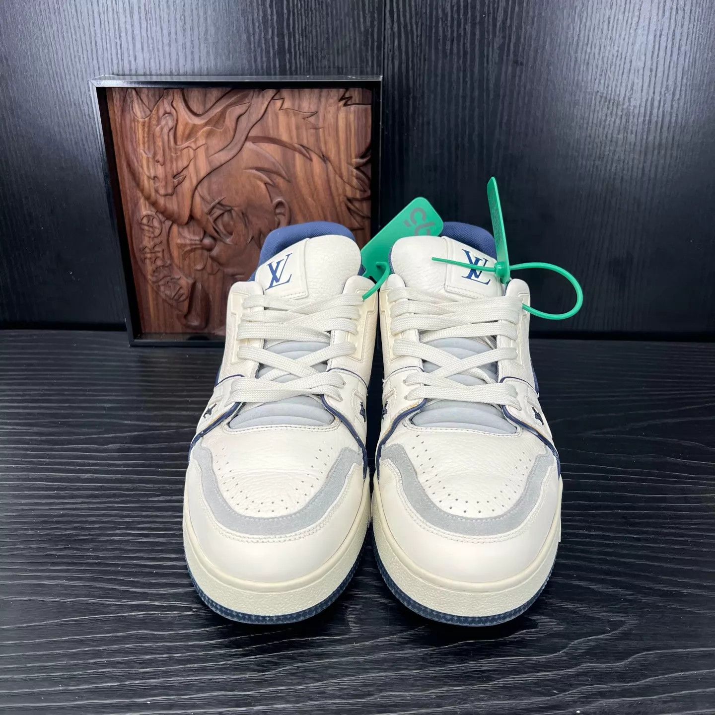 Louis Vuitton LV Trainer White Blue 9 Near New Size US 10 / EU 43 - 7 Thumbnail