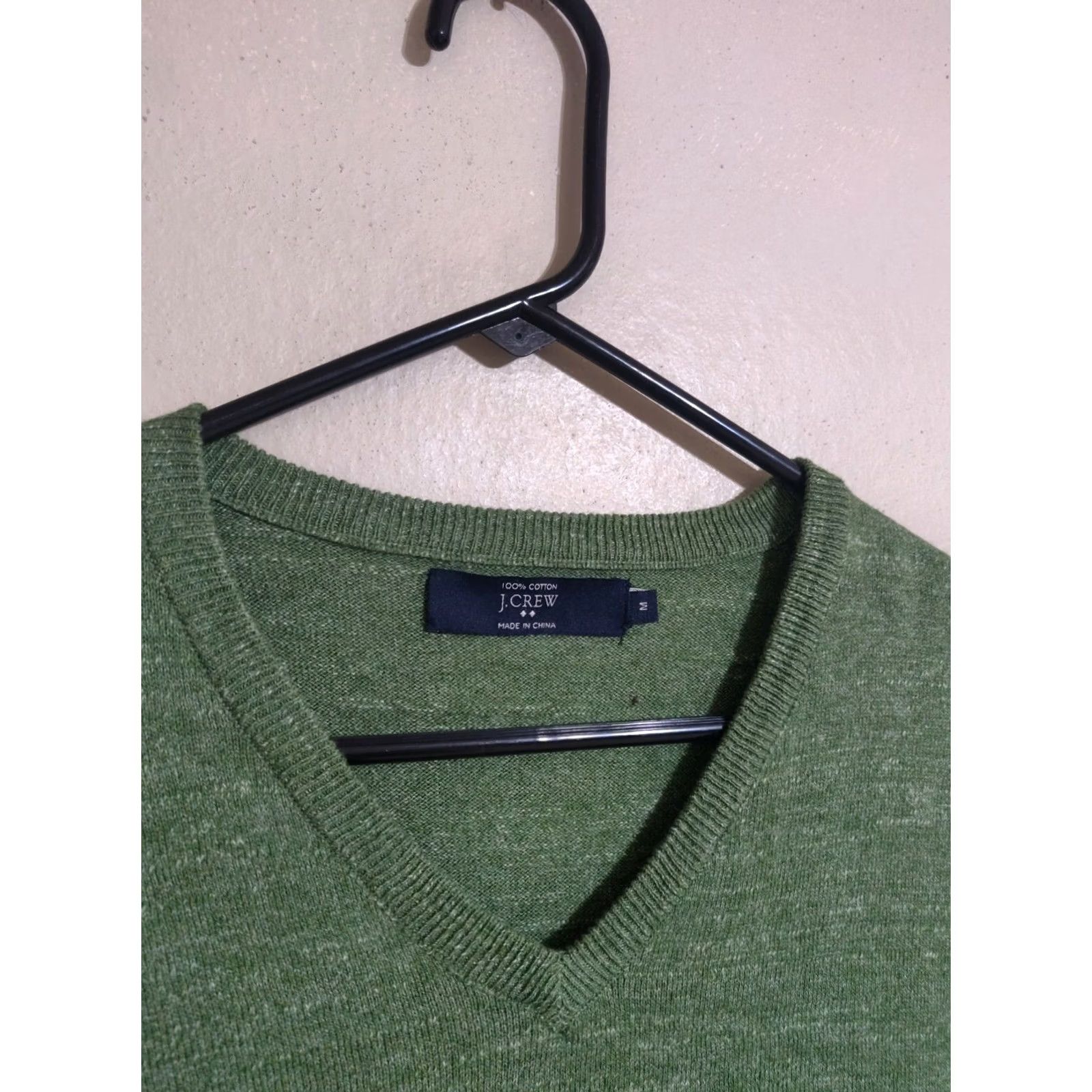J.Crew J. Crew Heathered Green V-Neck Sweater Men's Medium M Cotton Size US M / EU 48-50 / 2 - 2 Thumbnail