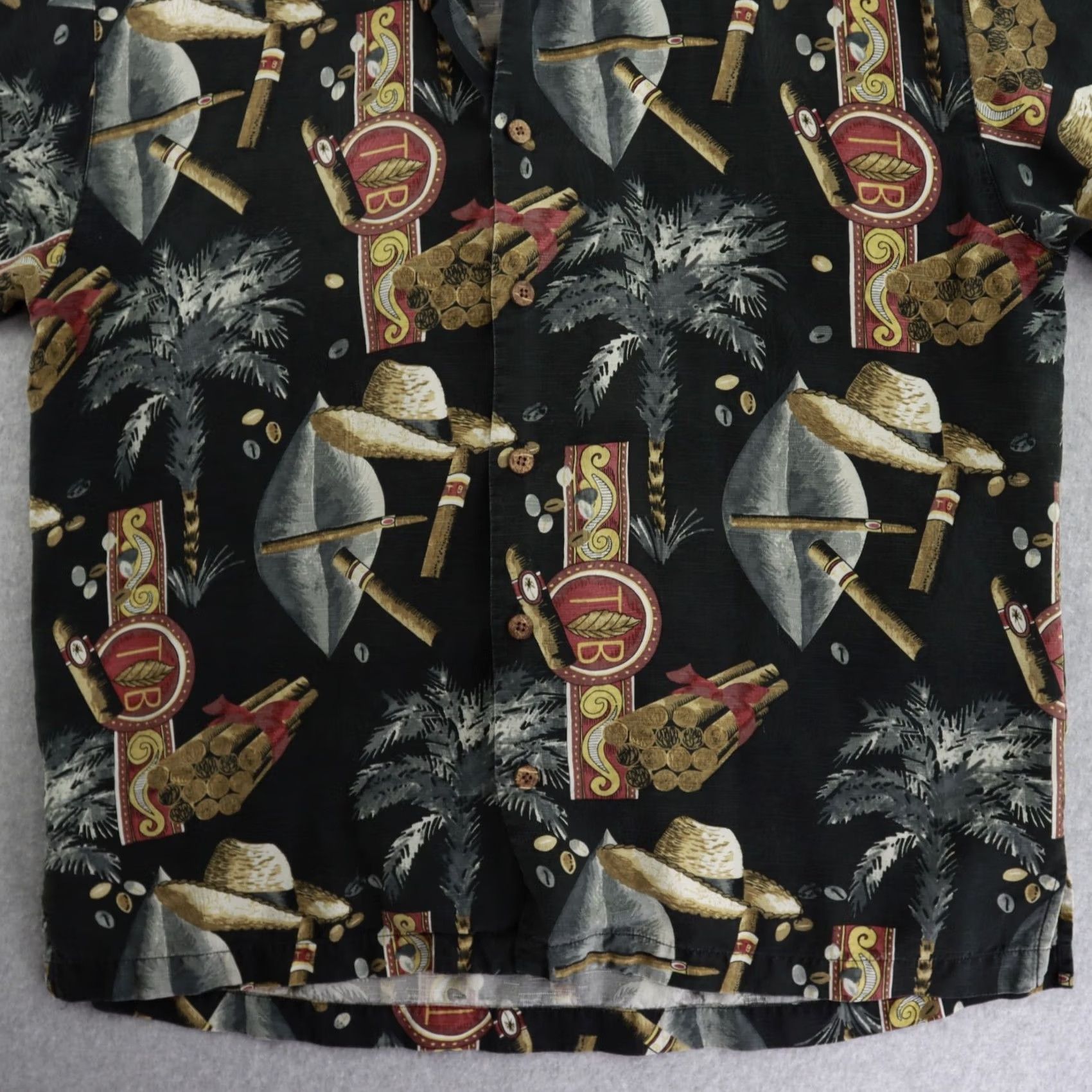 Tommy Bahama Tommy Bahama Shirt Medium Black Silk Cigar Print Hawaiian Aloha Button-Up Short Sleeve Mens Size US M / EU 48-50 / 2 - 7 Thumbnail