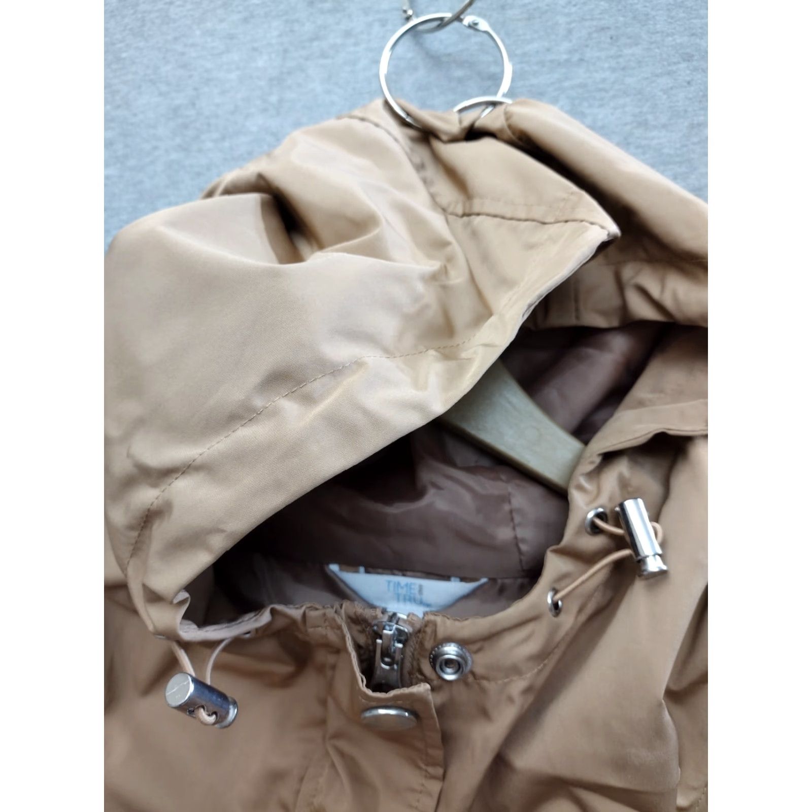 Vintage Time and Tru Jacket Womens XL Beige Hooded Light Waterproof Raincoat Size XL / US 12-14 / IT 48-50 - 3 Thumbnail